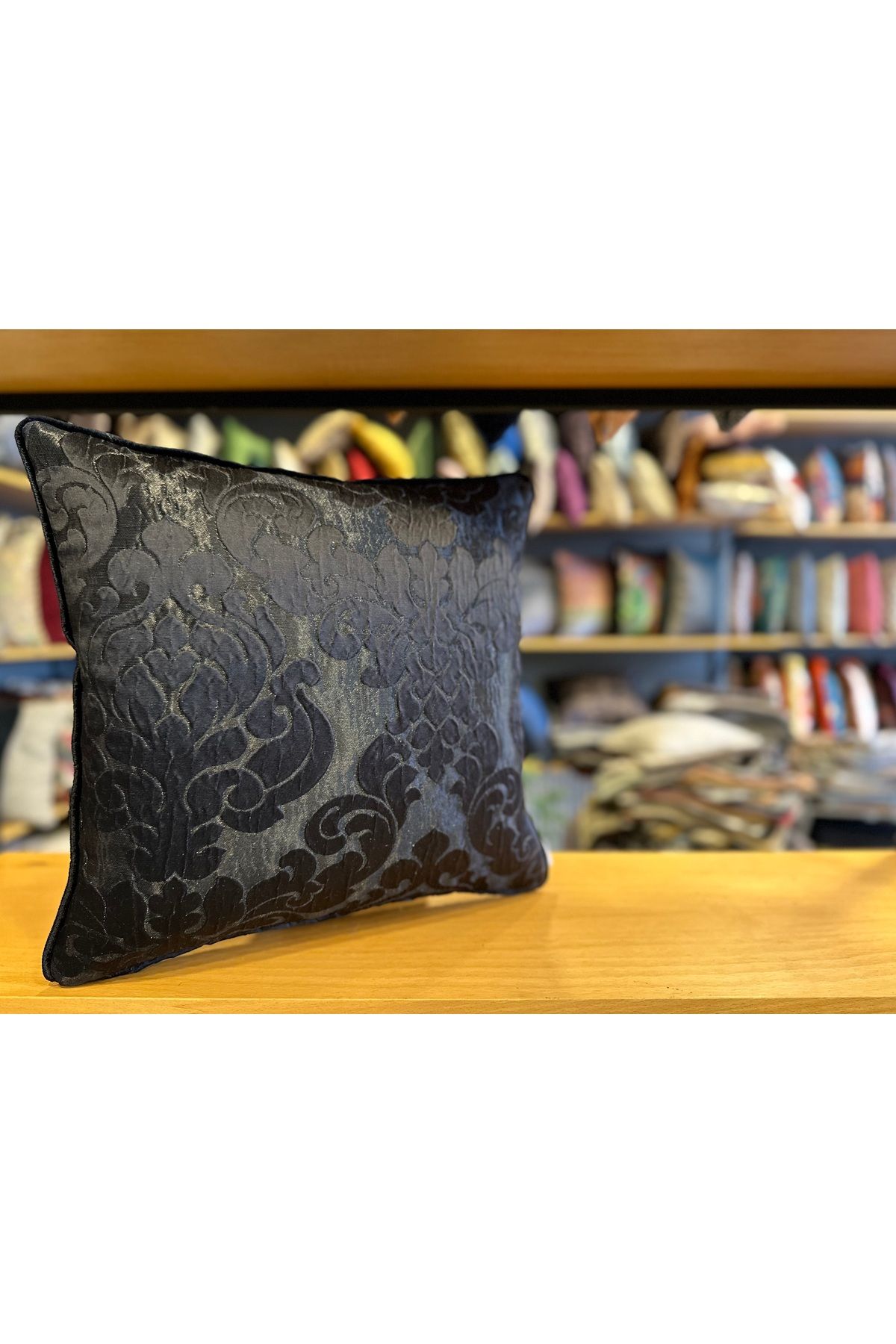 Fabricland Textile PREMIUM Black Woven Embroidered Throw Pillow Cover 43x43cm Trendyol