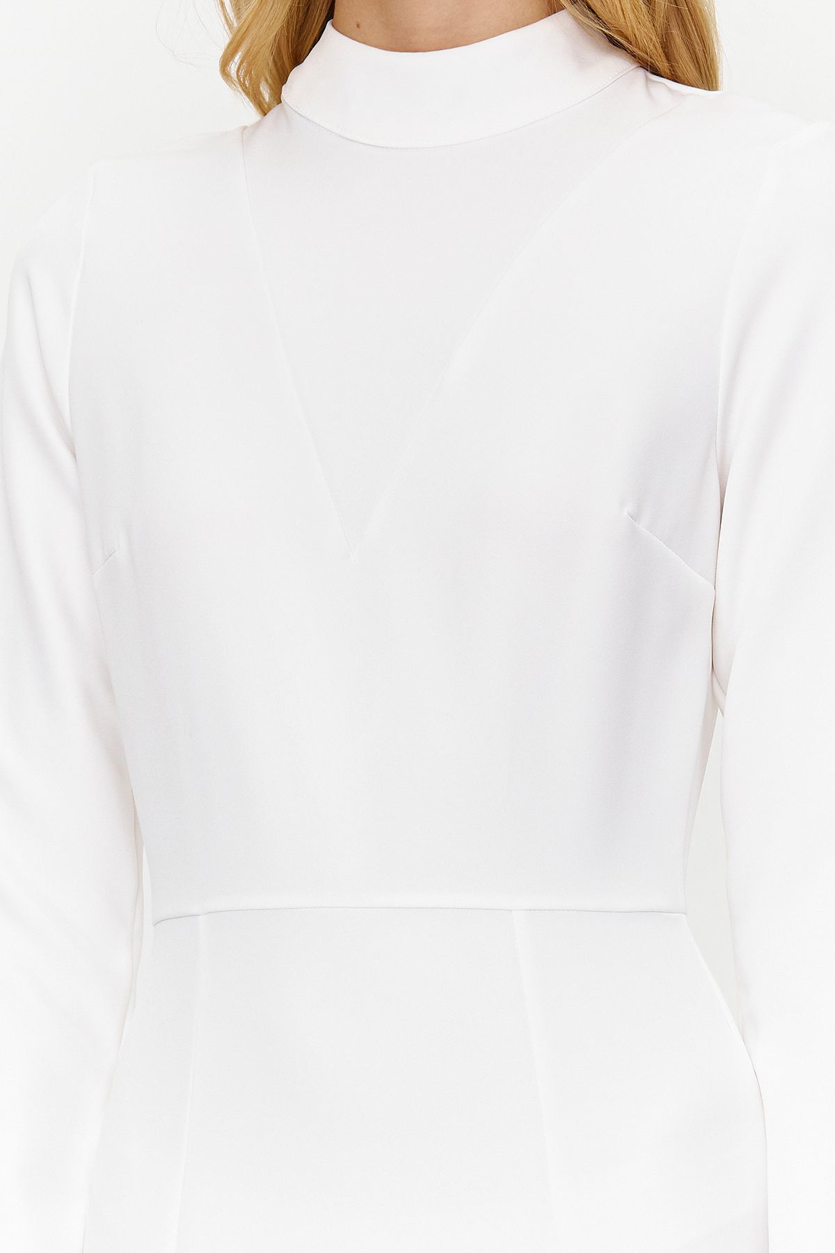 Trendyol Modest-Λευκό υφαντό βραδινό φόρεμα γάμου και ειδικών περιστάσεων - TCTSS24DB00044 5