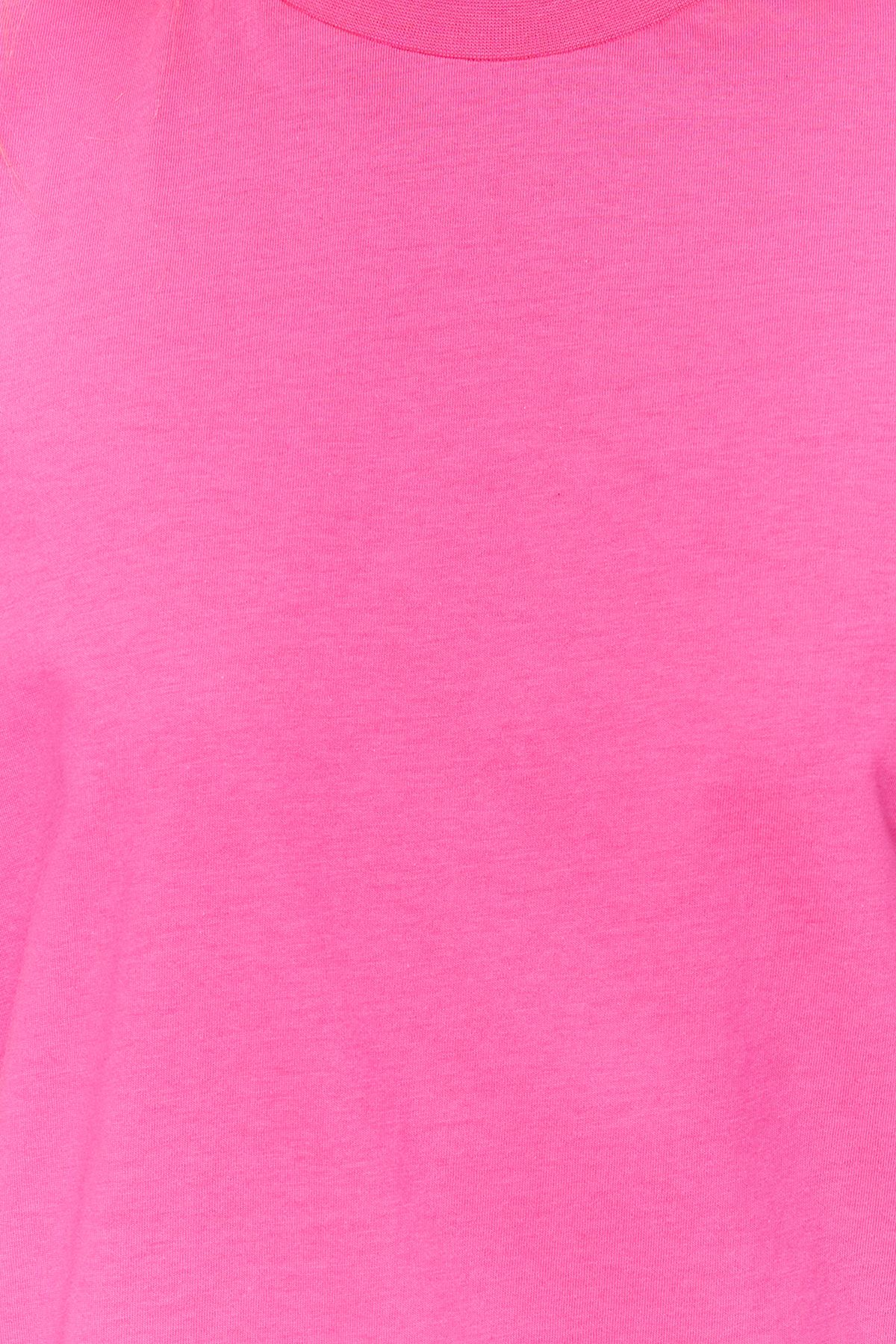 Trendyol Collection-Sötét rózsaszín állógallér 100% pamut kötött póló - TWOAW20TS0096 4