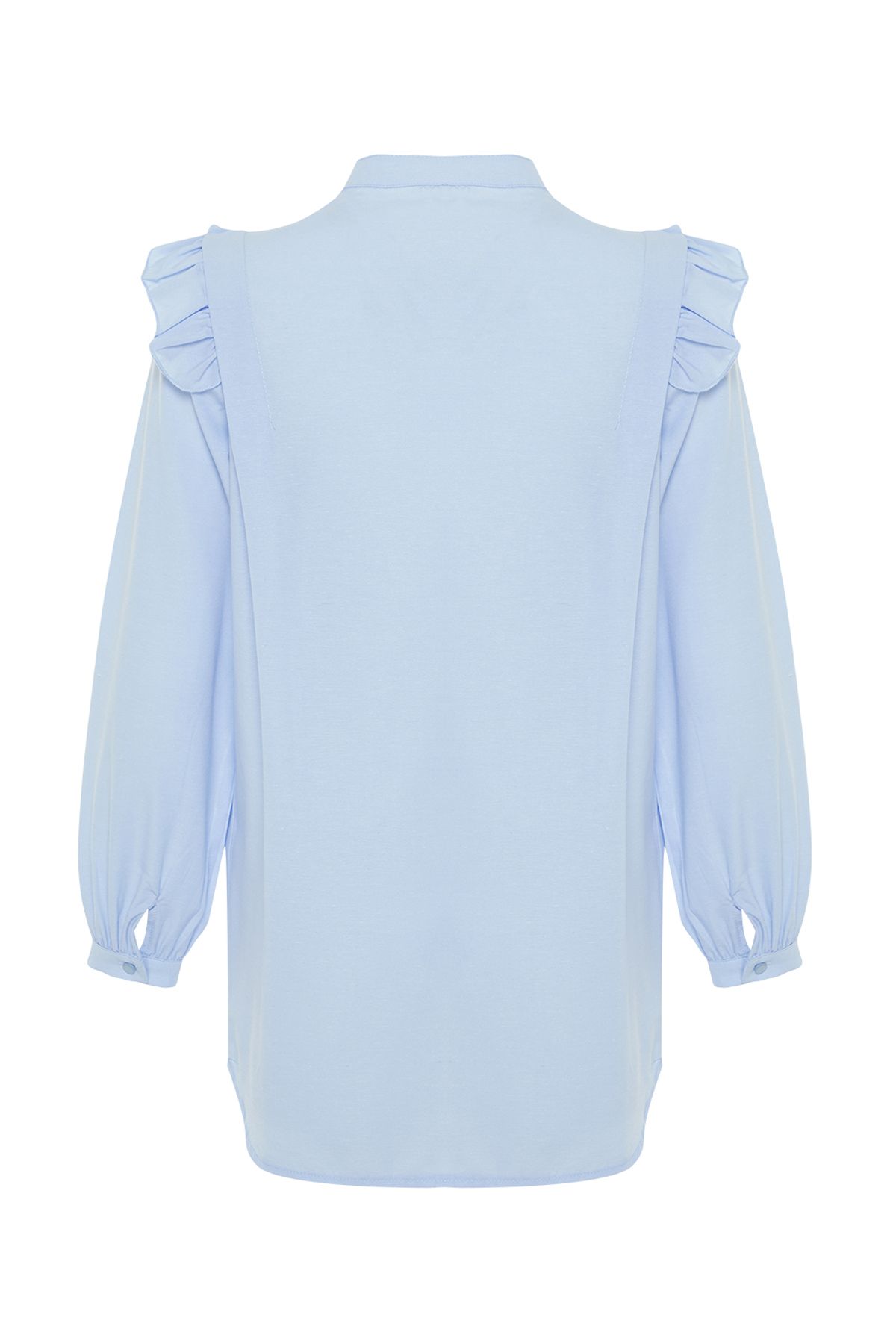 Trendyol Modest-Svetlomodrá tkaná košeľa z bavlnenej zmesi TCTSS24UK00005 5