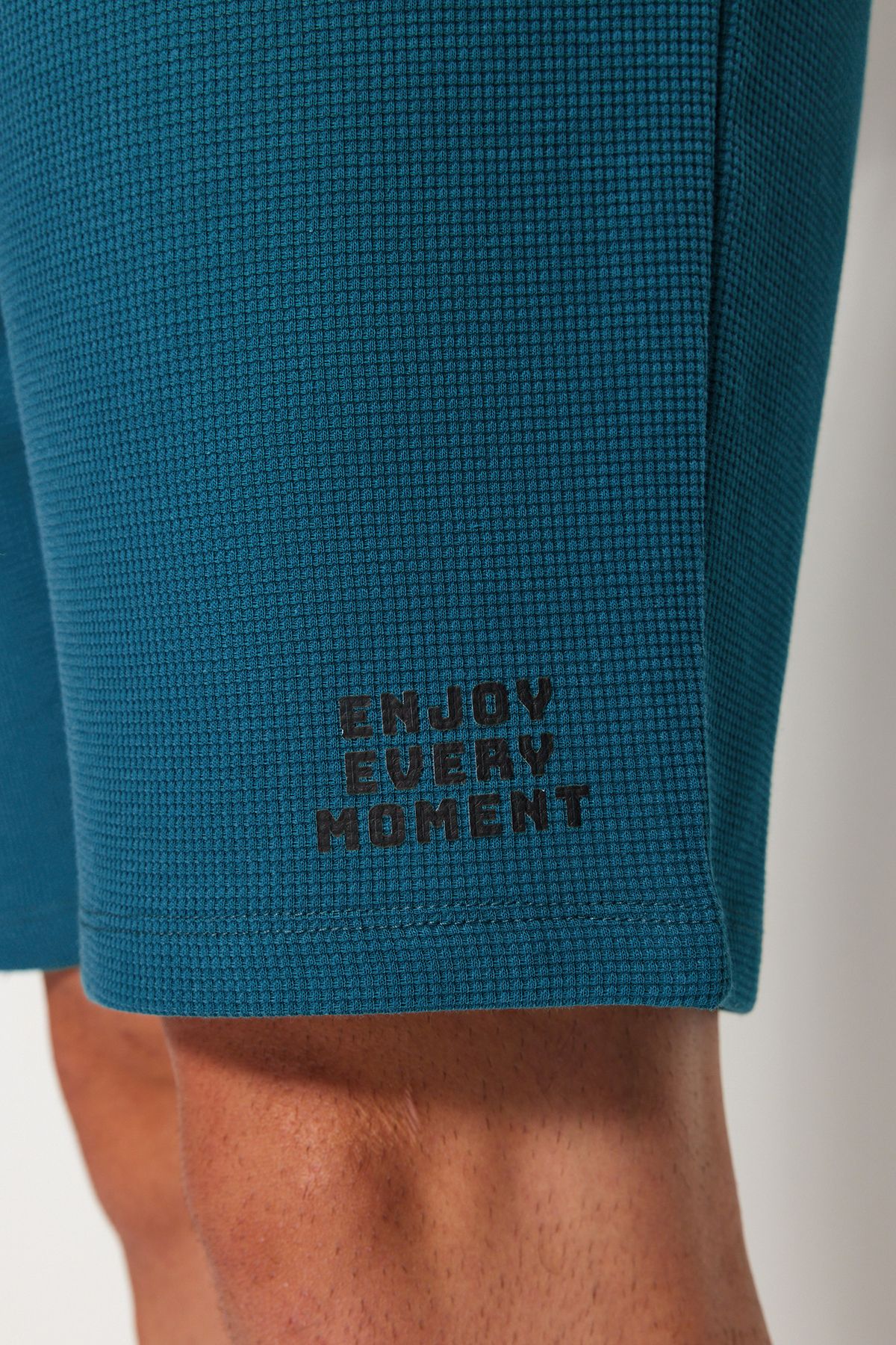 Trendyol Collection-Petrol Regular Fit Textured Knitted Shorts Pajamas Set TMNSS23PT00032 7