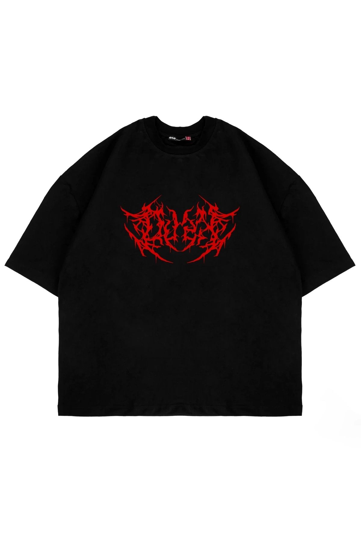 Sekizbiraltı Kırmızı Dusk Baskılı Oversize Unisex Siyah Tshirt Fiyatı ...