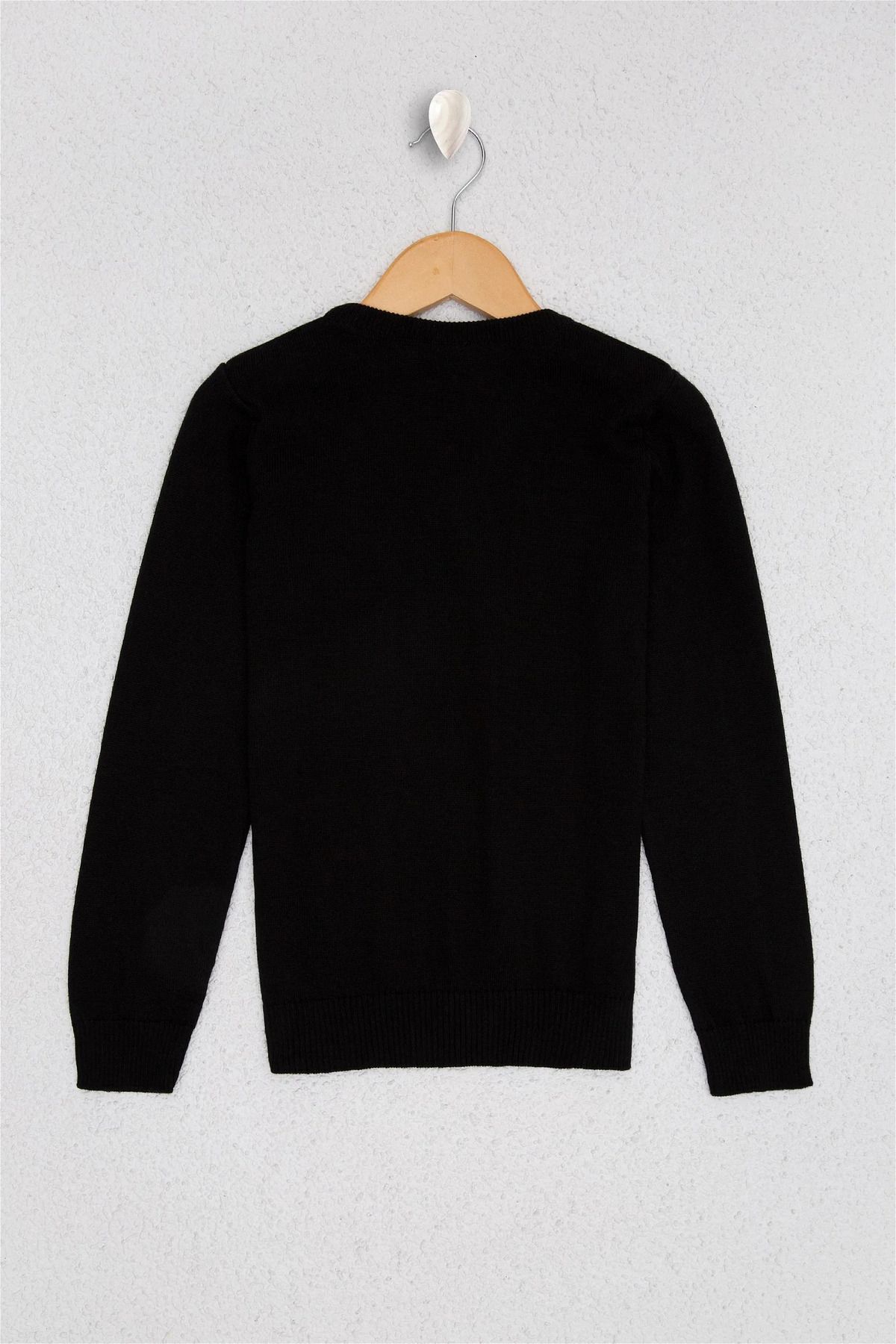 ژاکت بافتنی یقه وی مشکی پسرانه پایه U.S. Polo Assn.