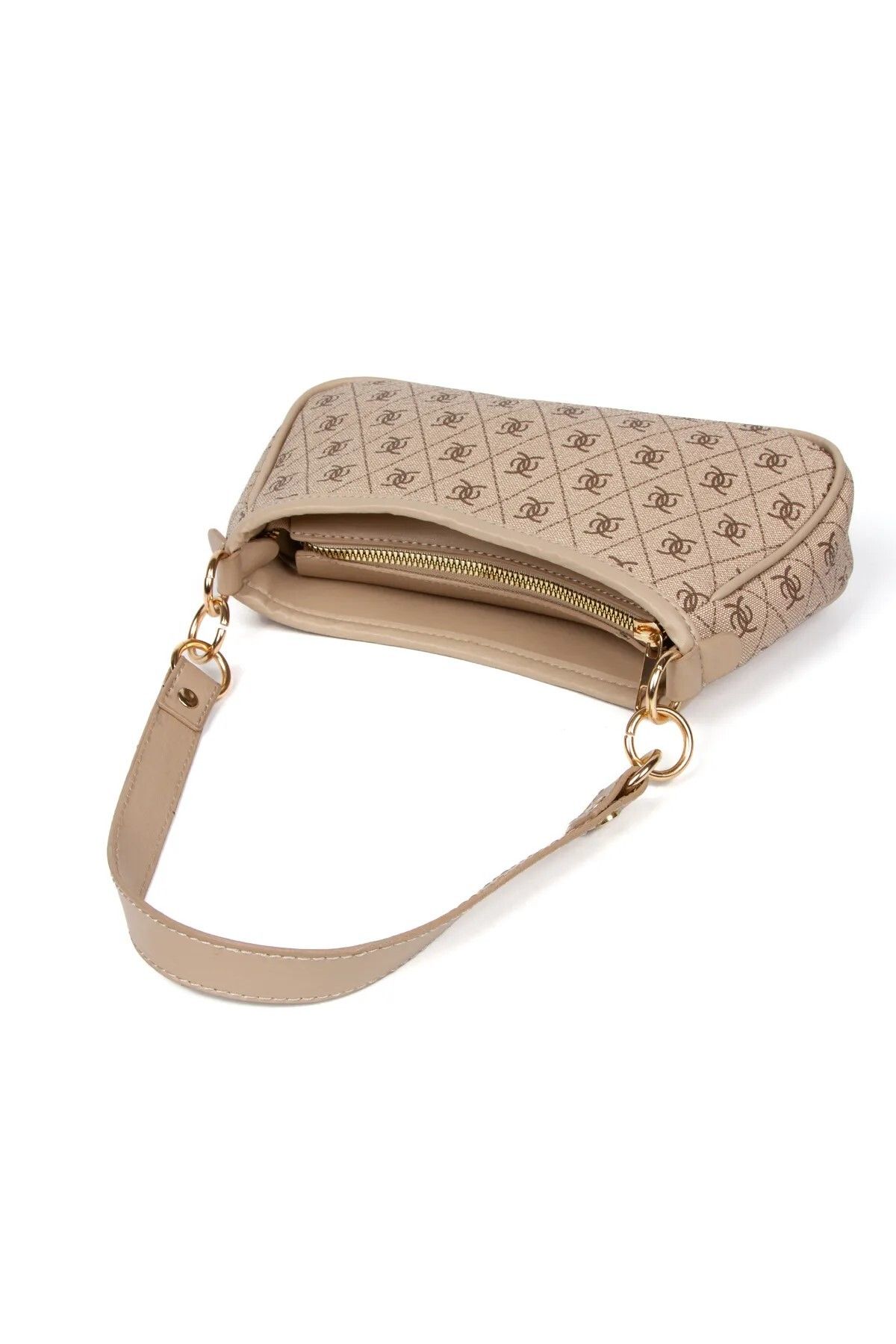 Newish Polo-Women's Patterned Adjustable Cross Strap Hand and Shoulder Baguette Bag - Artificial Vegan Leather 4
