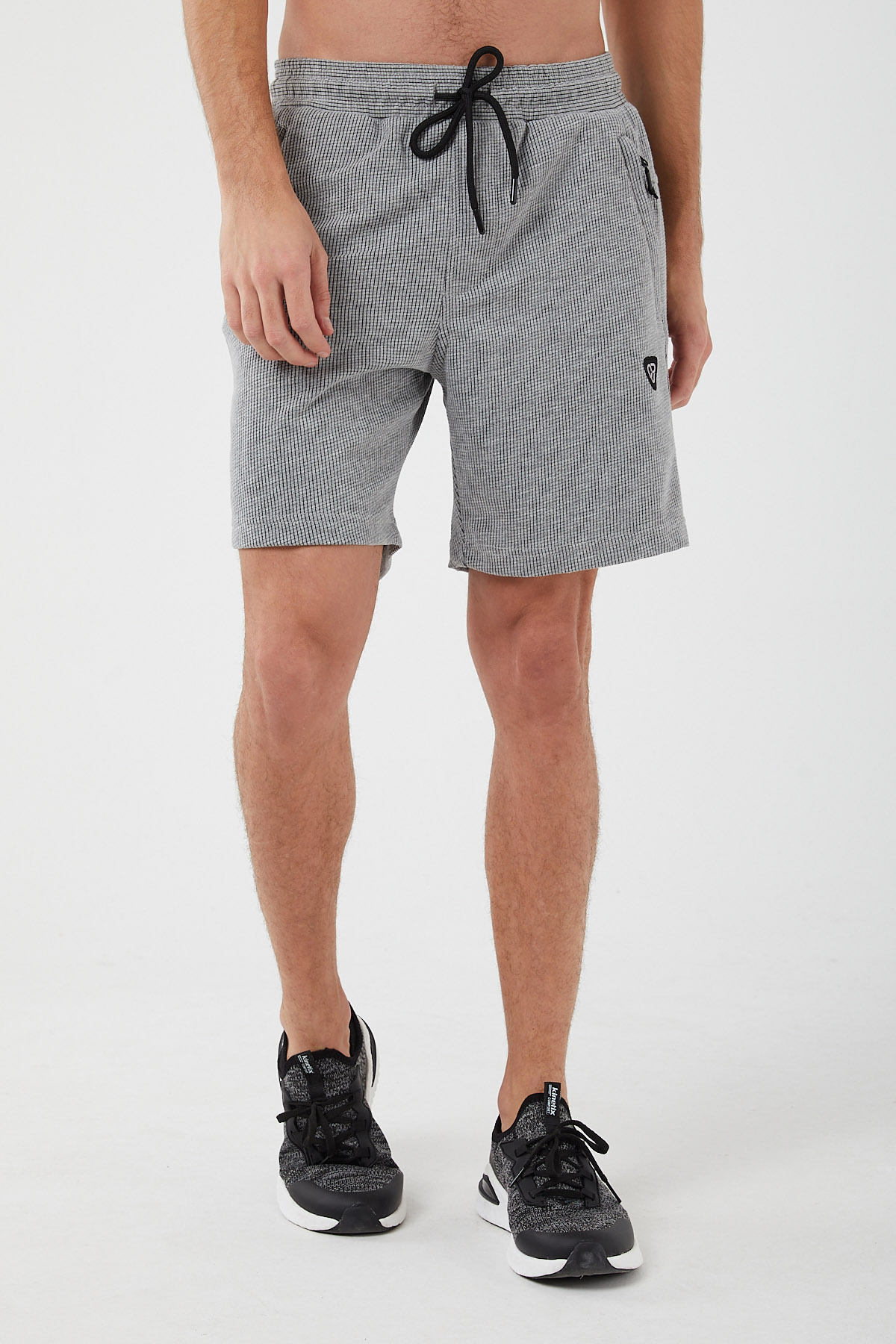 UNIQROY-Men's Shorts Gray Regular Fit Flexible Waisted Zippered Side and Back Pocket 4