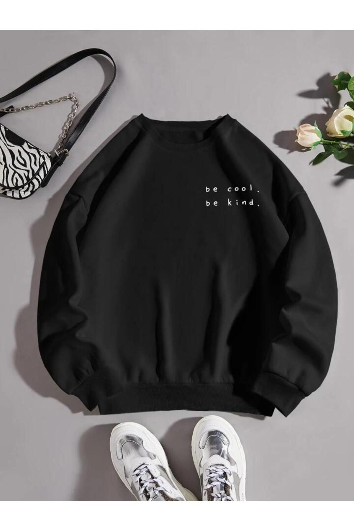 Khione Hanorac Supradimensionat Unisex Becool Bekind Imprimat Unisex - XL