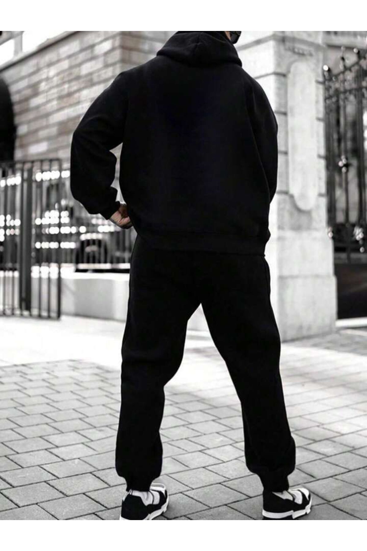 Khione NICE Unisex PARIS Potištěná souprava s kapucí a kalhotami Bavlněná tepláková souprava