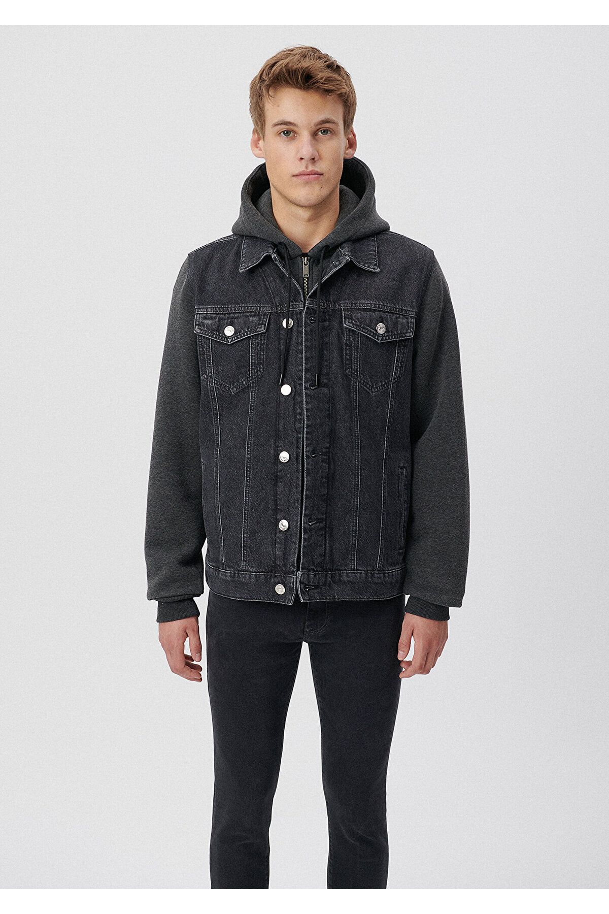 Dark gray top denim jacket