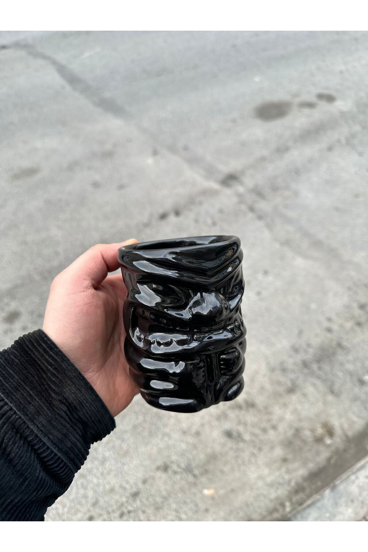 ARVALE Tiki Kokteyl Ve Meşrubat Bardağı Kulplu 350 ml Siyah Kupa C4