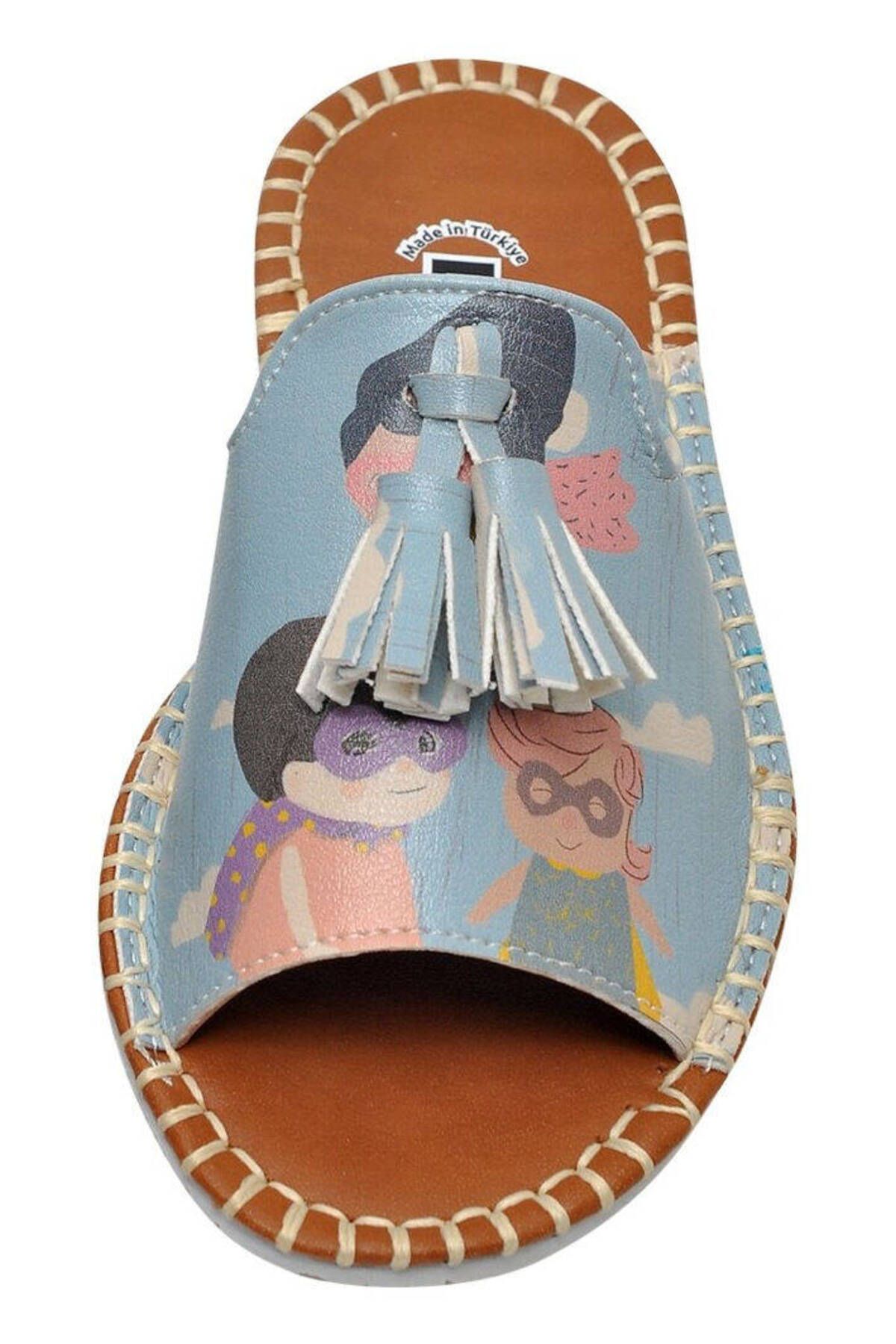 Dogo دمپایی آبی چرمی وگان کودک طراحی دختران ابرقهرمانان