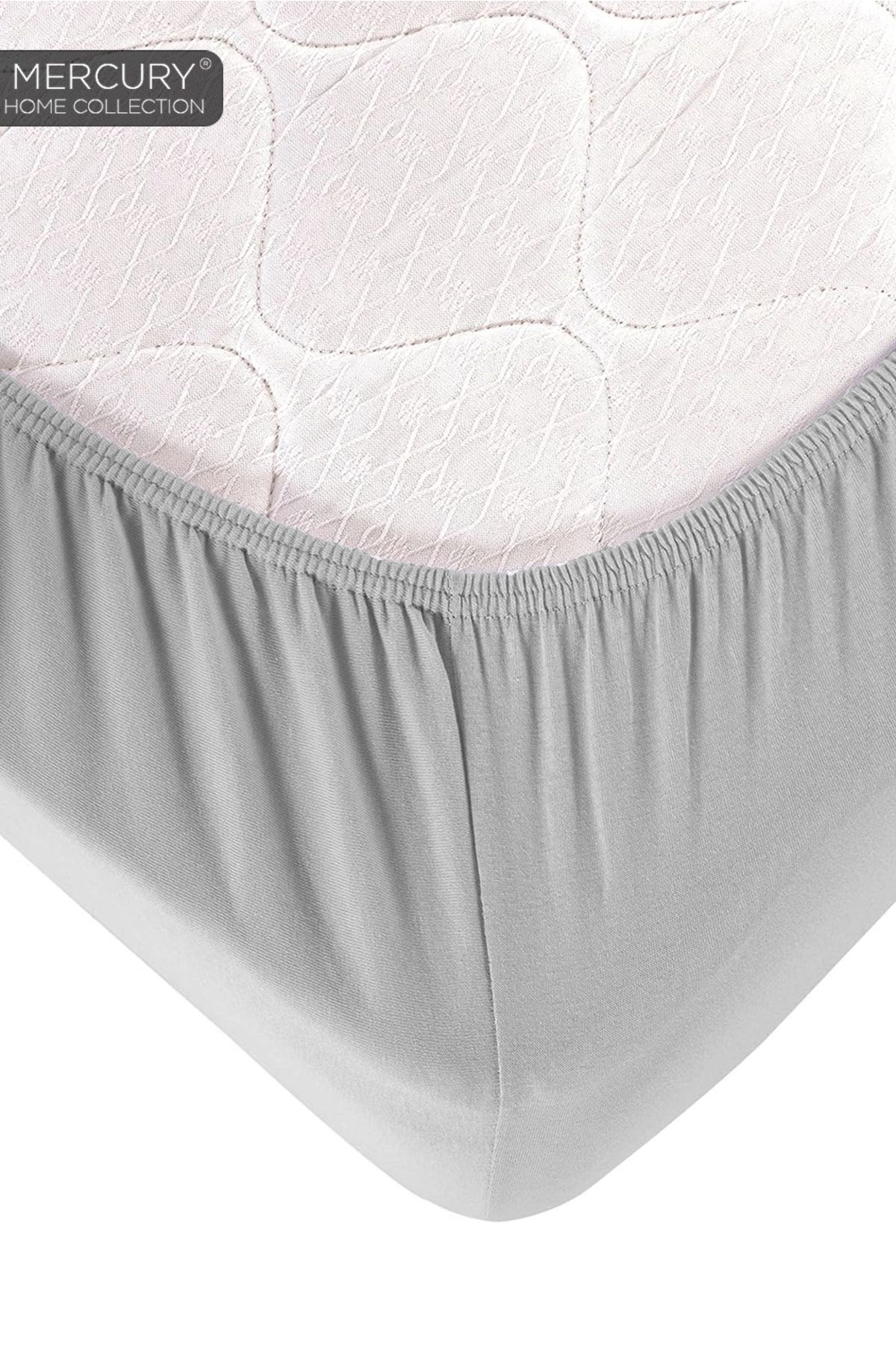 Mercury-Double Cotton Bedding Set| Lilac-grey with Elastic Sheets| Double Sided Buttoned Duvet Cover 5