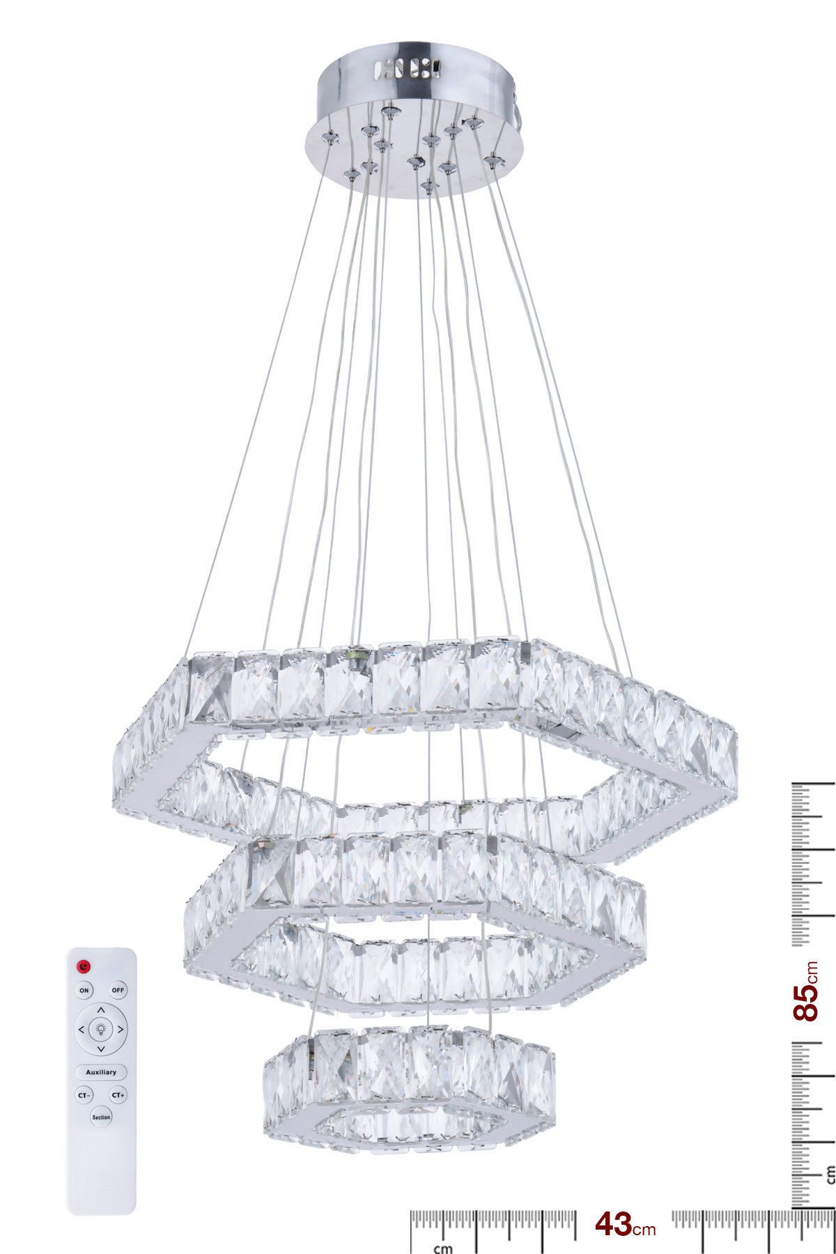 ALA LIGHTING Plaque Crystal Stone CHROME Stainless Led Chandelier AL-581-3 CHROME