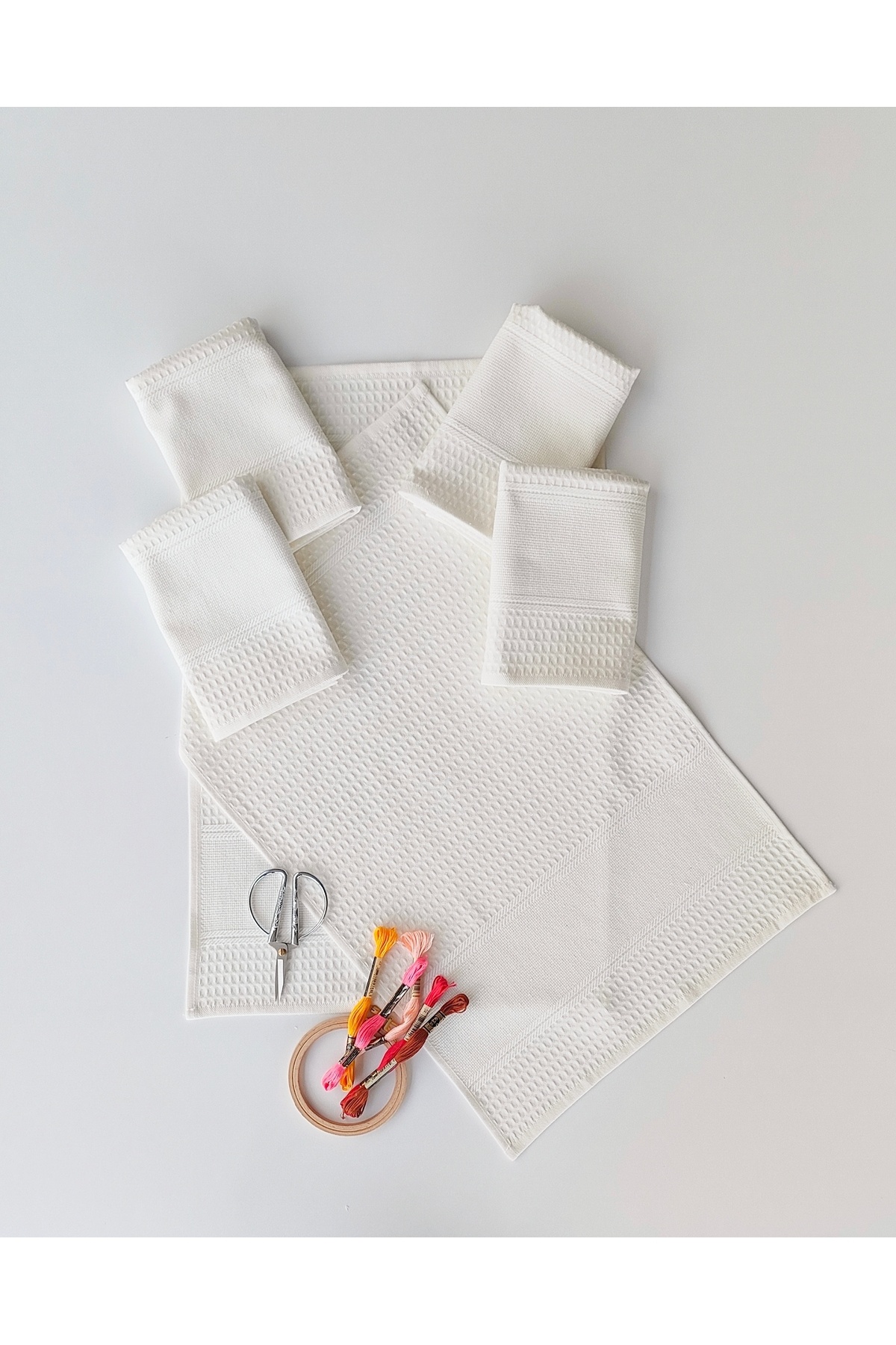 40X60 ETAMİN NAPKIN WITH 6 PIECES - CREAM