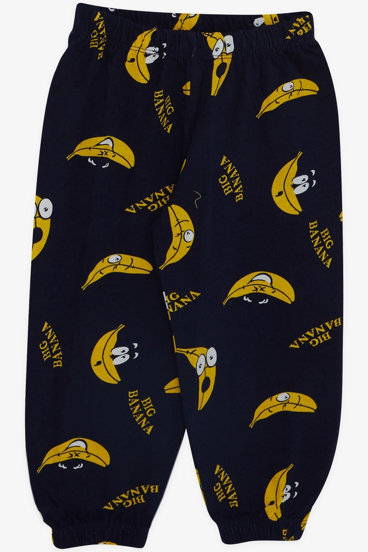 Breeze Baby Boy Short Sleeve Pajama Set, Cute Banana Pattern, 9 Months-3  Years, Navy Blue - Trendyol