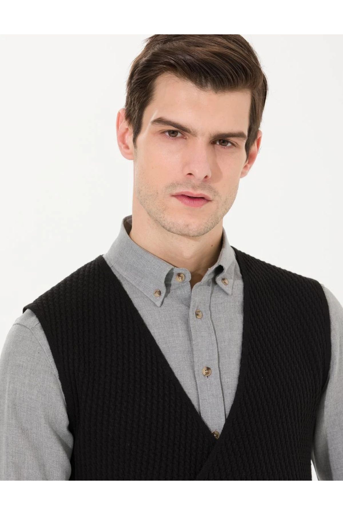 Pierre Cardin Cardigan Black Slim fit Trendyol