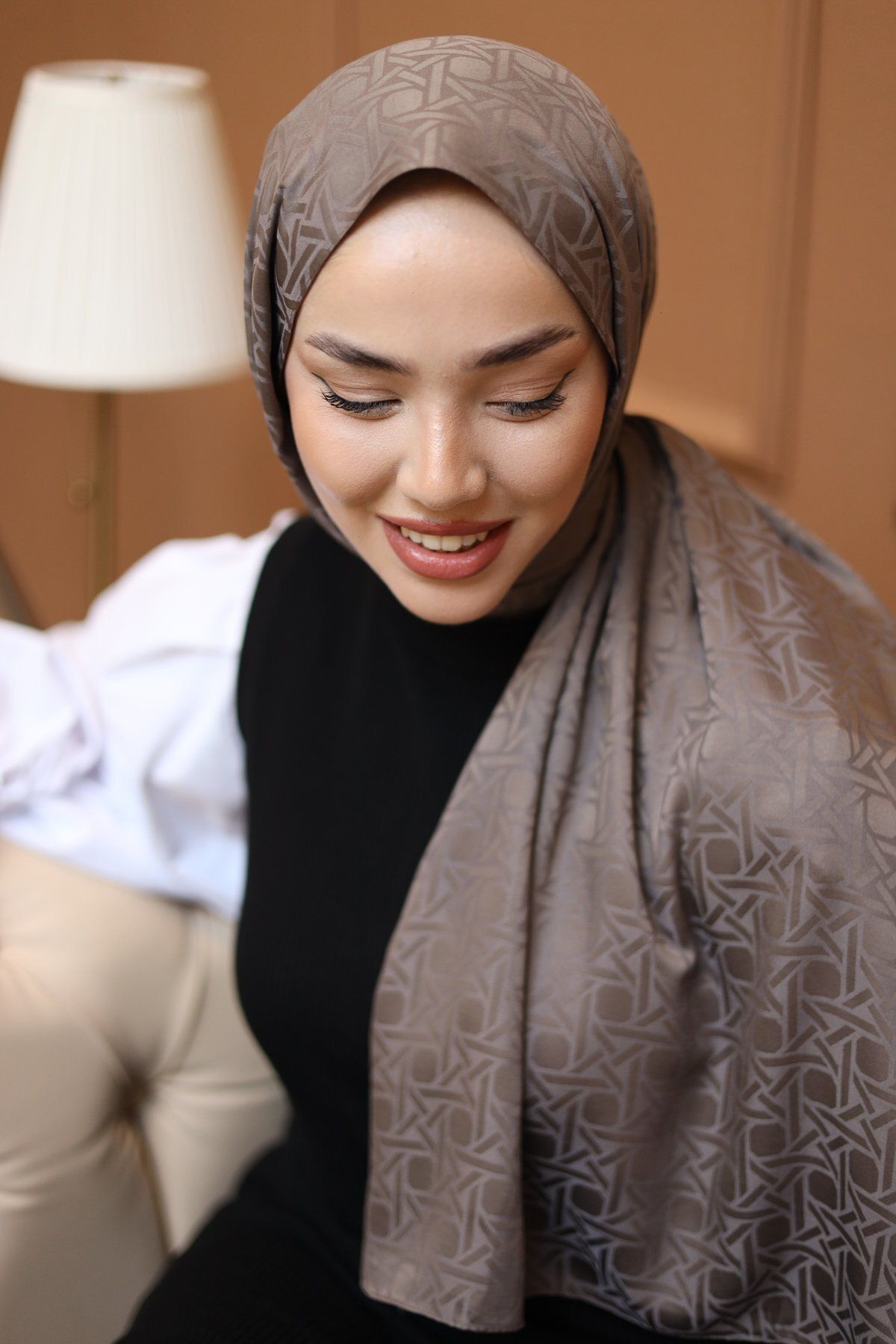 Silk Home-Jacquard Deluxe Shawl - Mink 5
