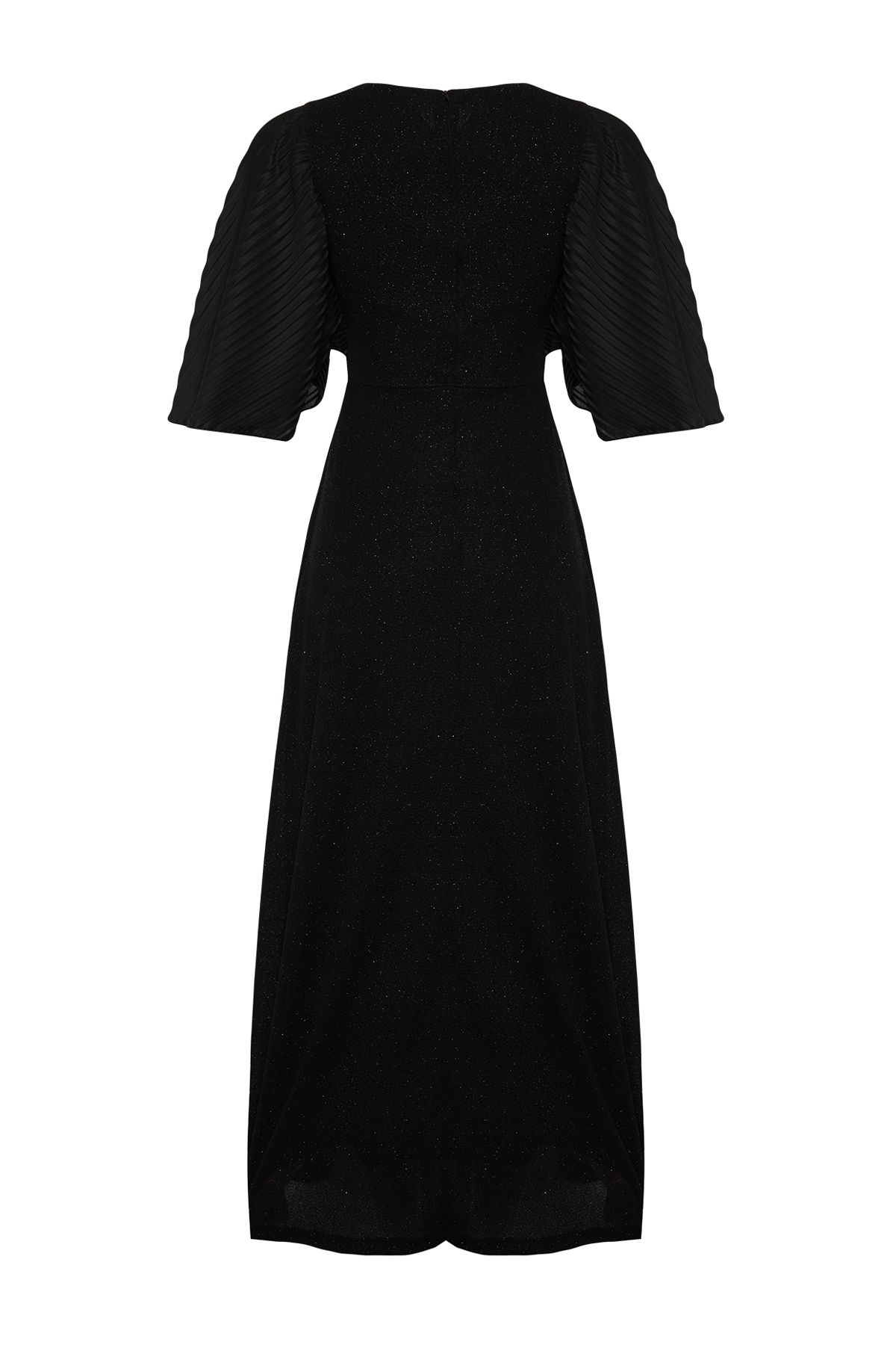 Trendyol Modest-Schwarzes, glitzerndes, elegantes Abendkleid mit Fledermausärmeln TCTSS24DB00042 8