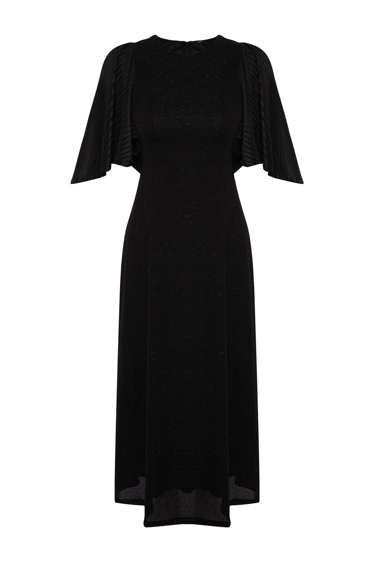 Trendyol Modest-Schwarzes, glitzerndes, elegantes Abendkleid mit Fledermausärmeln TCTSS24DB00042 7