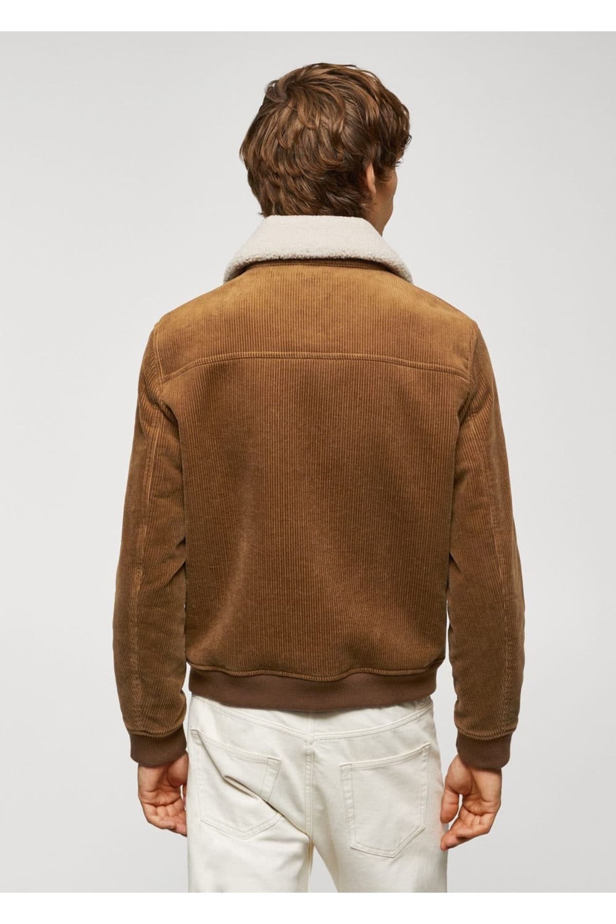 MANGO Man-Corduroy Jacket with Faux Fur Inside 4