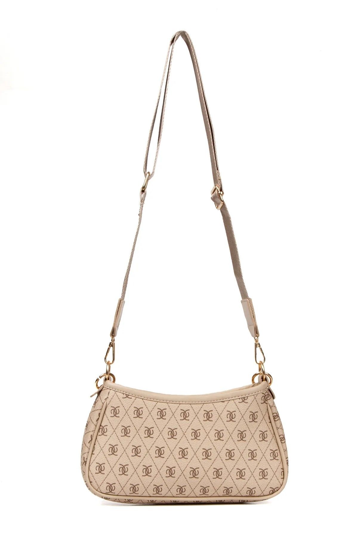 Newish Polo-Women's Patterned Adjustable Cross Strap Hand and Shoulder Baguette Bag - Artificial Vegan Leather 5