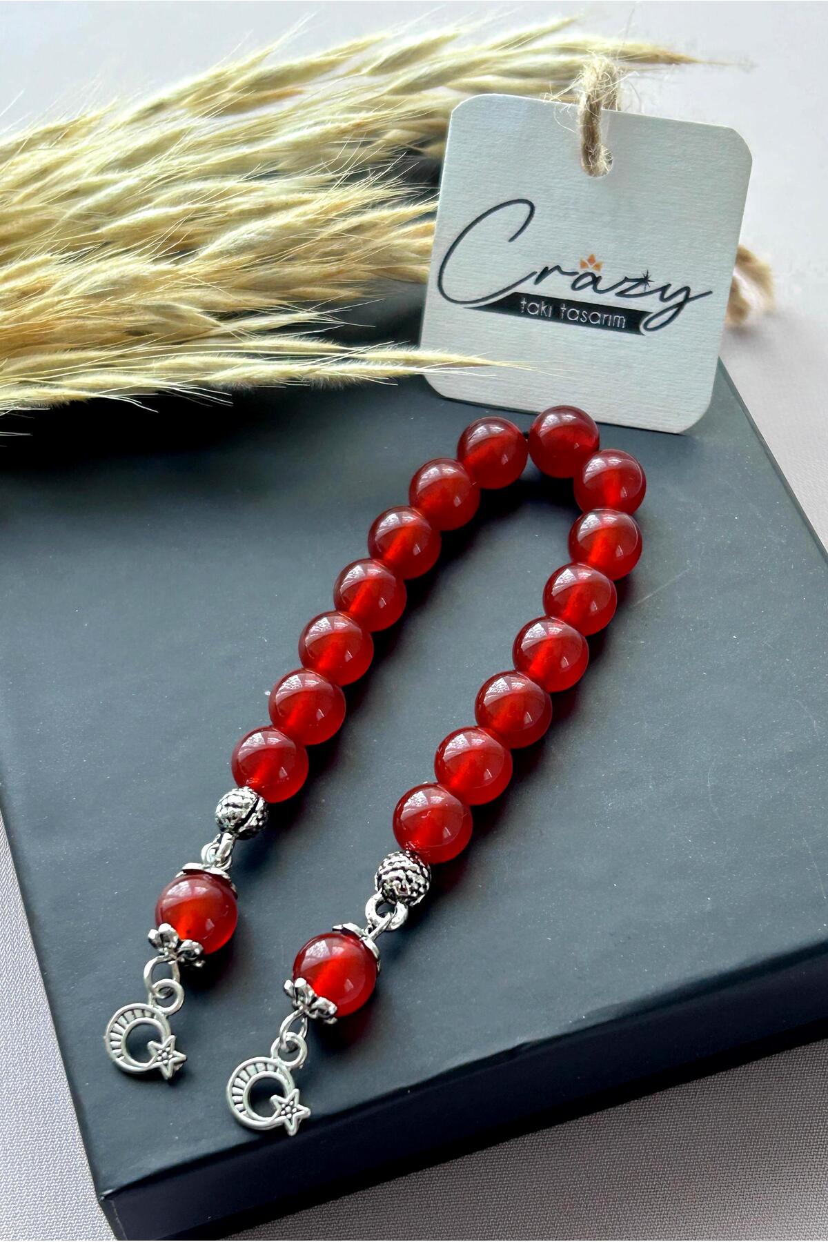 アクセサリー Aki CRAZY TAKI TASARIM 8 MM HAKİKİ AKİK TAŞINDAN BİLEKLİK-33 LÜ TESBİH