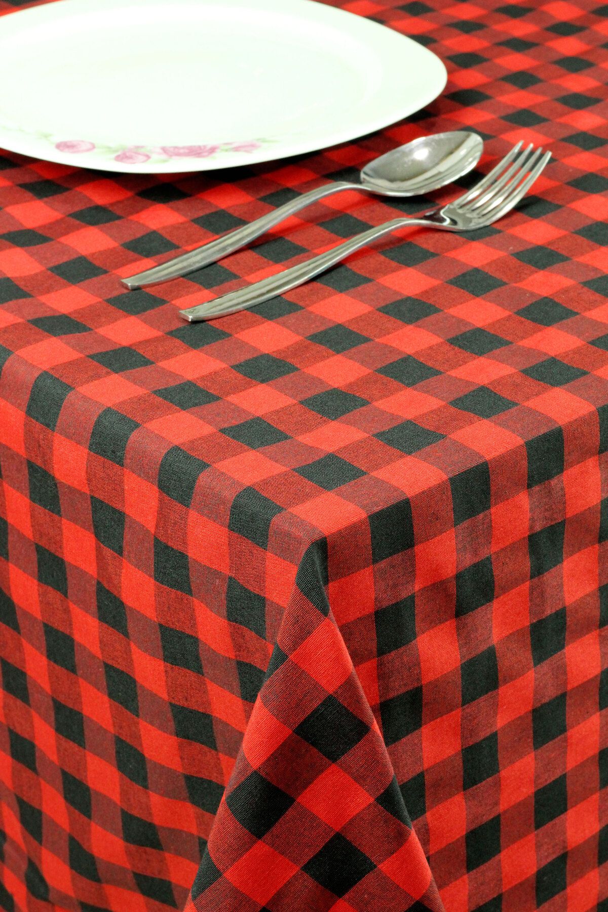 Soft Kare-160x170 Black-Red Large Plaid Checkered Picnic Mat with Size Options 3