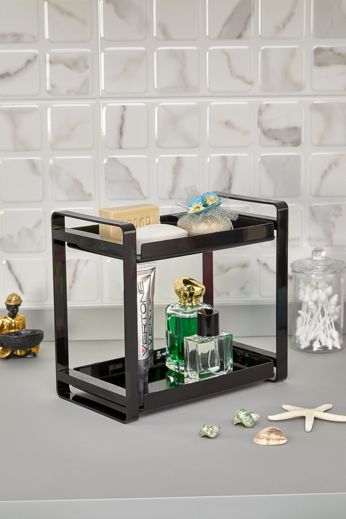 ASlife Home 2 Tiers Bathroom Organizer Shelf Makeup Jewelry