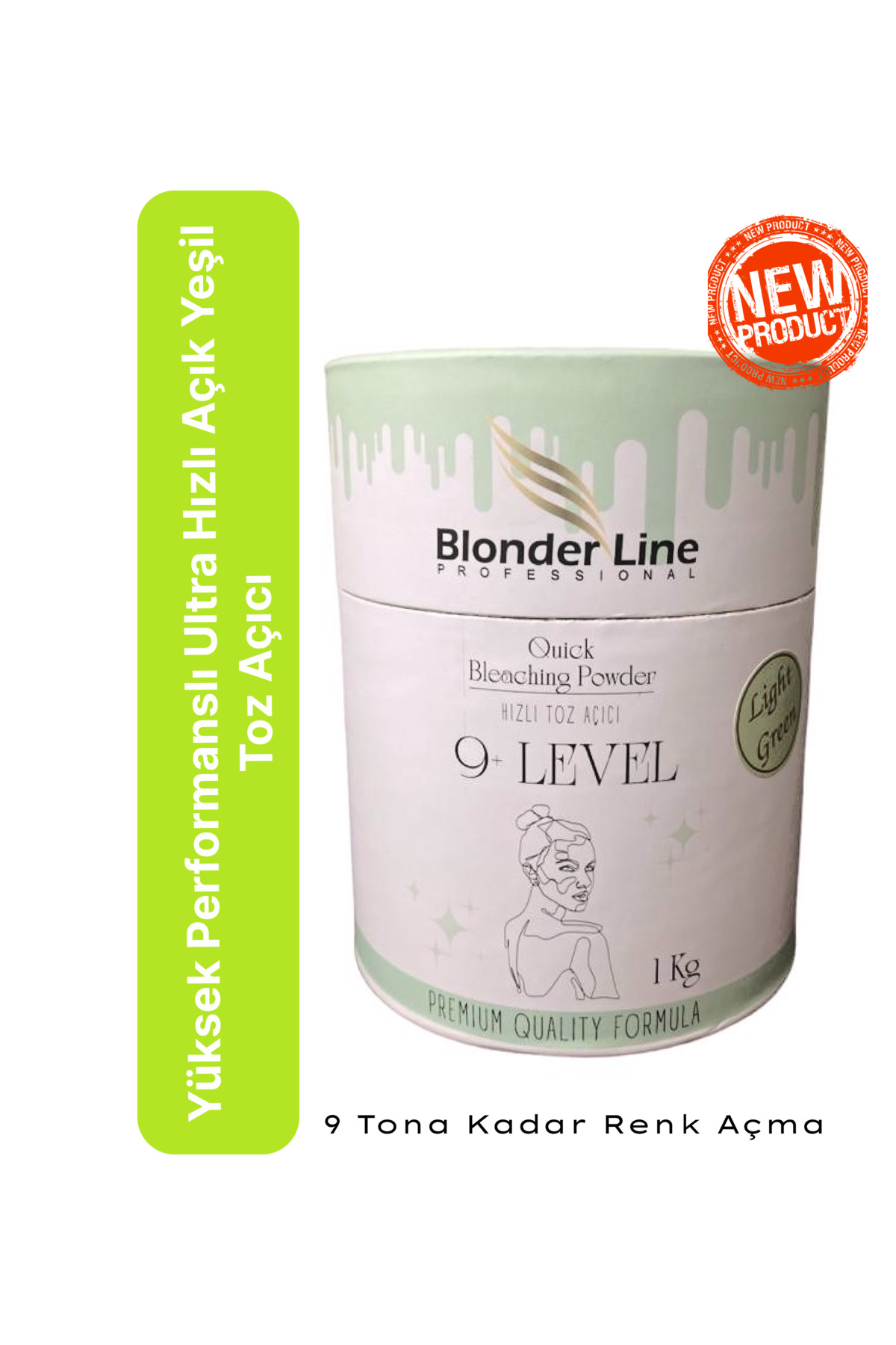 Blonder Line Zorlu Ve Koyu Renkli Saçlar Için Yüksek Performanslı Ultra Hızlı Açık Yeşil Toz Açıcı - 1 Kg
