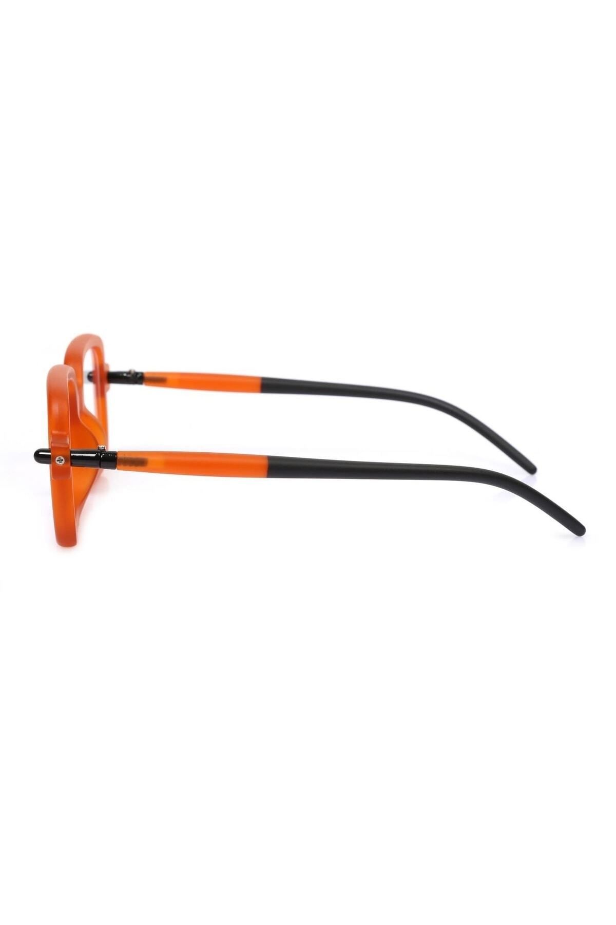 TomyHelf-Orange Rectangular Women's Glasses with Blue Light Protection 3