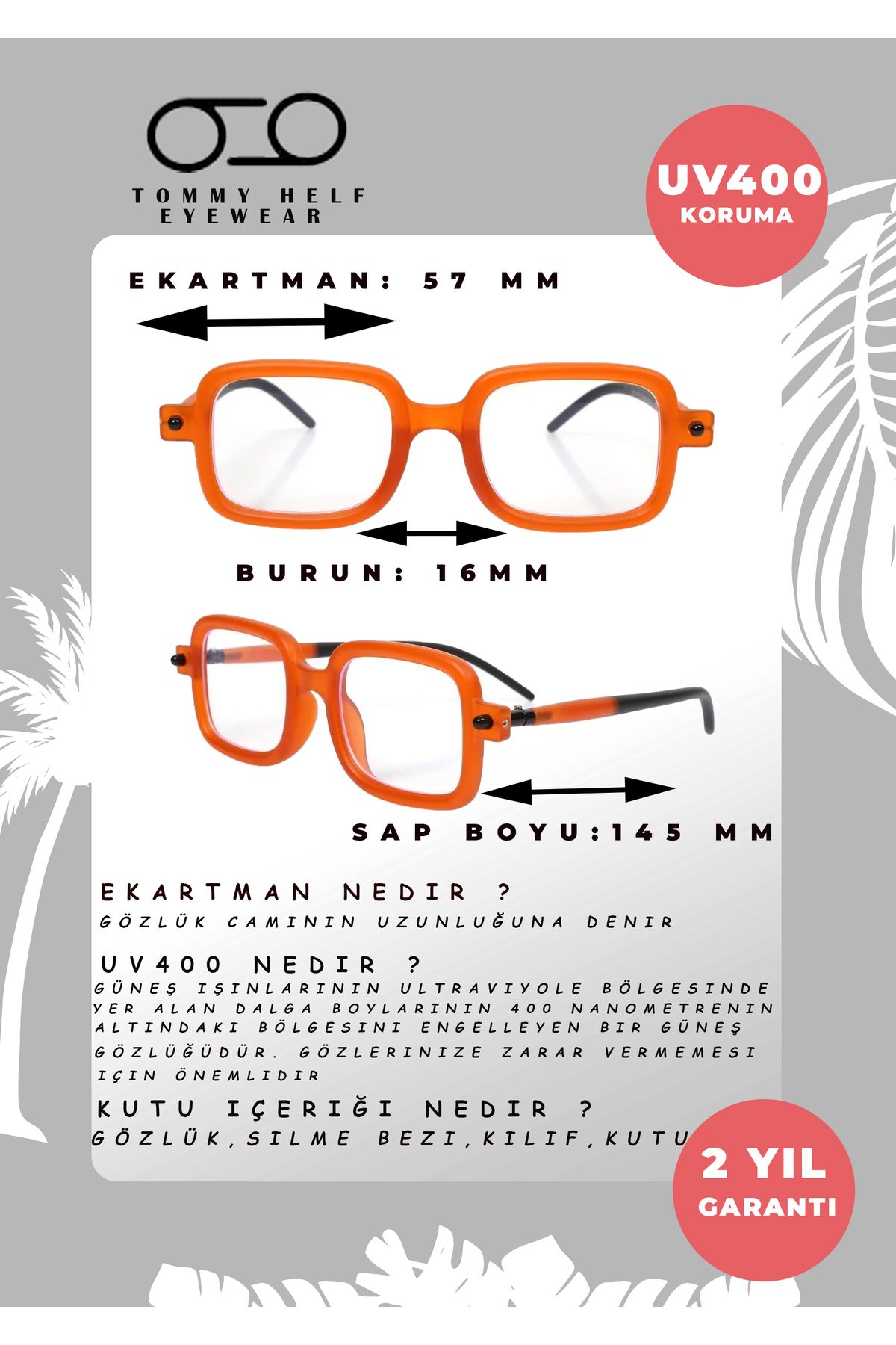 TomyHelf-Orange Rectangular Women's Glasses with Blue Light Protection 4