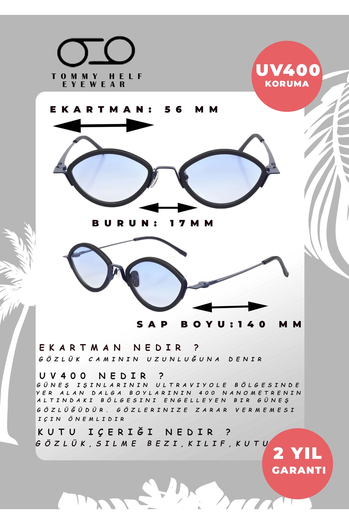 TomyHelf-Women's Sunglasses with Blue Frame and Blue Lens 3