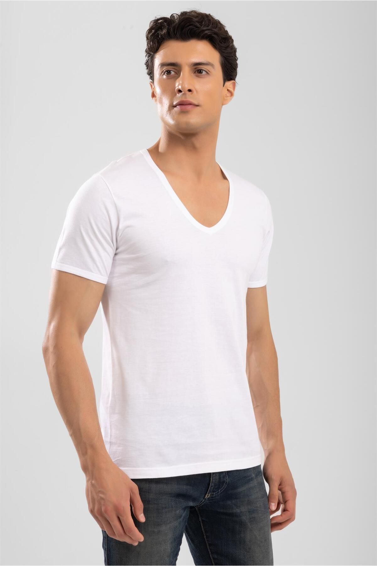 Deep v new arrivals white shirt