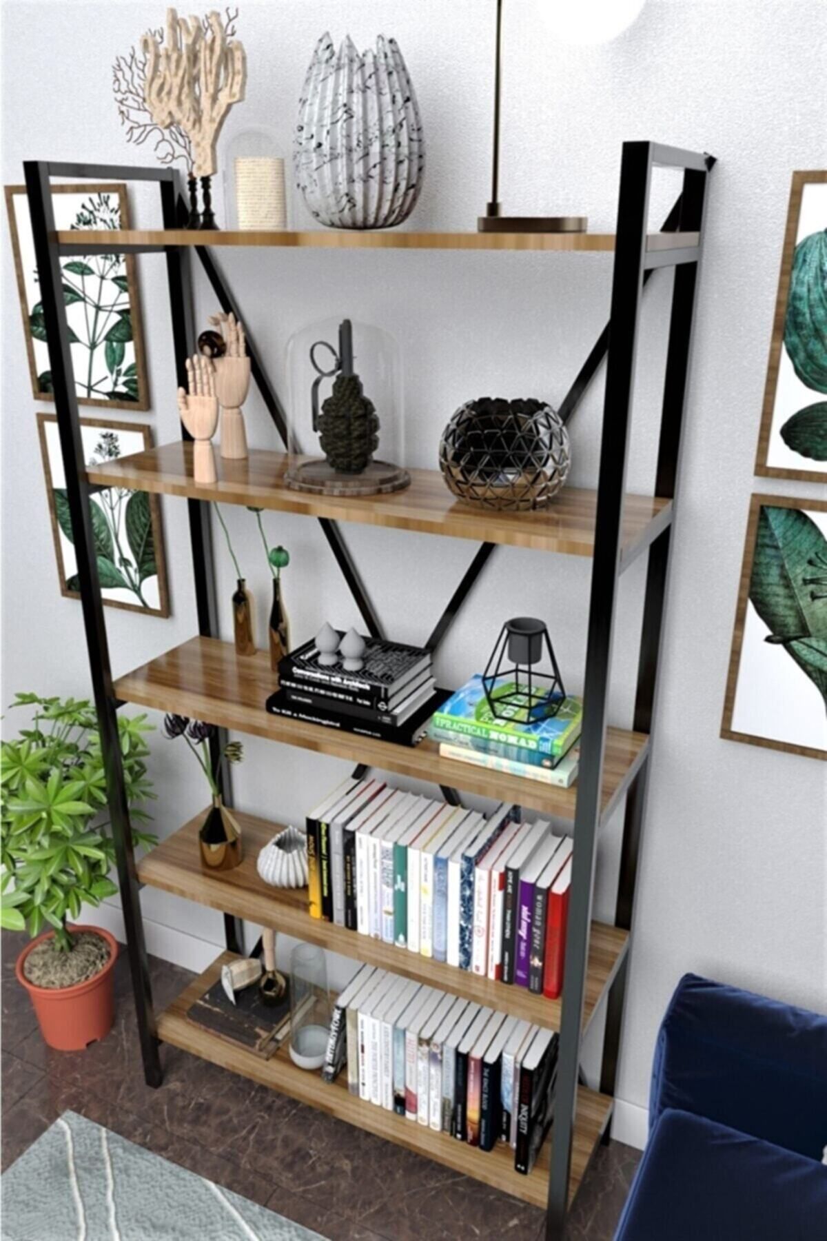 Kitaplık Ev Ofis Kitaplık Raf 180x90 Cm 5 Raflı