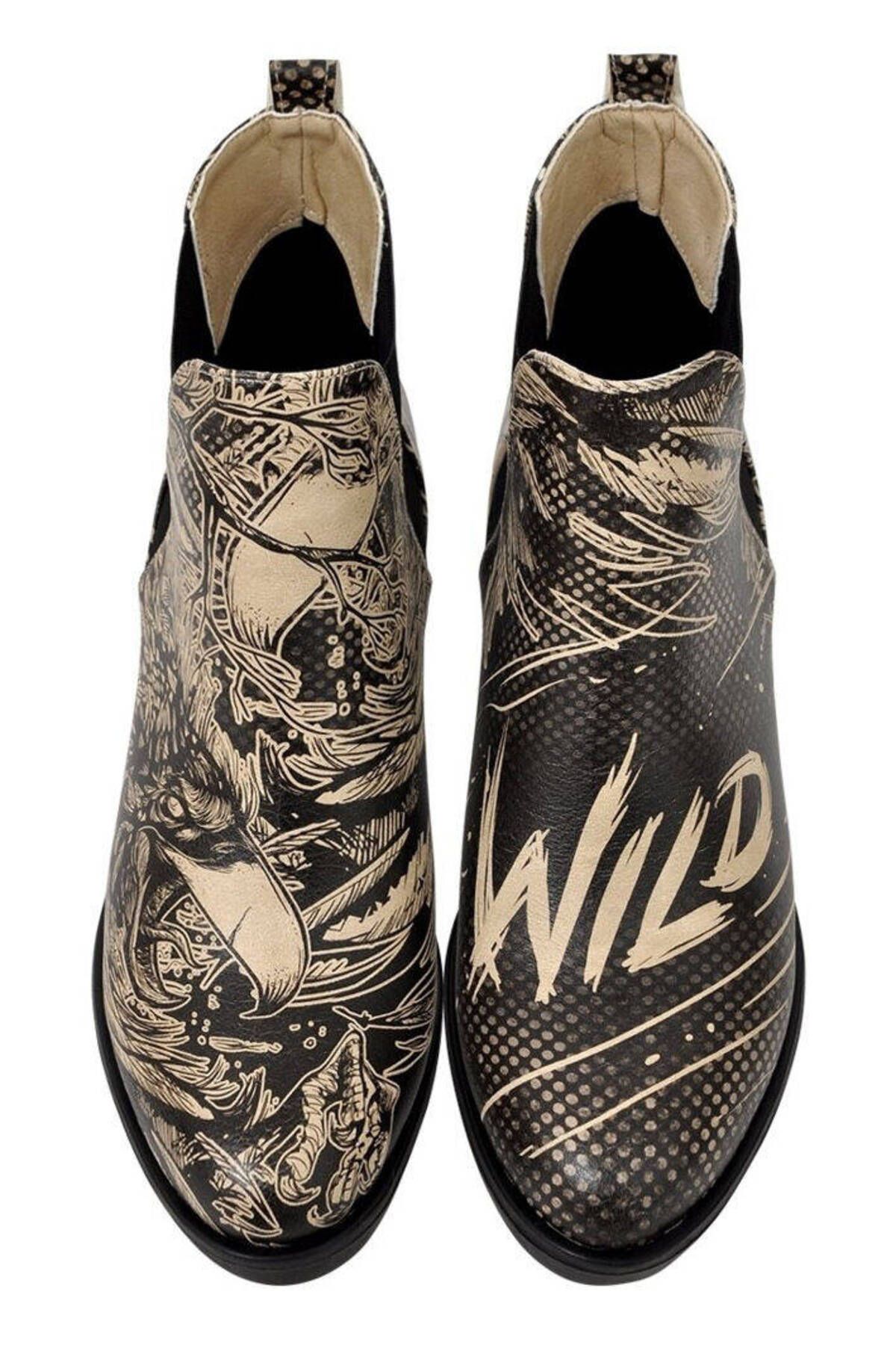 Dogo-Women's Vegan Leather Black Ankle Boots - Wild Design 4
