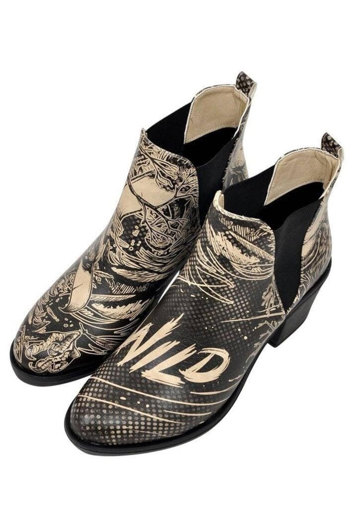 Dogo-Women's Vegan Leather Black Ankle Boots - Wild Design 3