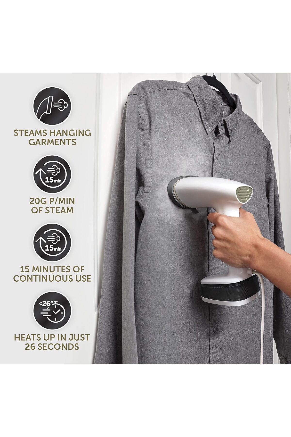 CompactSteam Katlanabilir Giysi Buharlı Ütü,1400W , Hızlı Isınma, Seyahat Çantası 4
