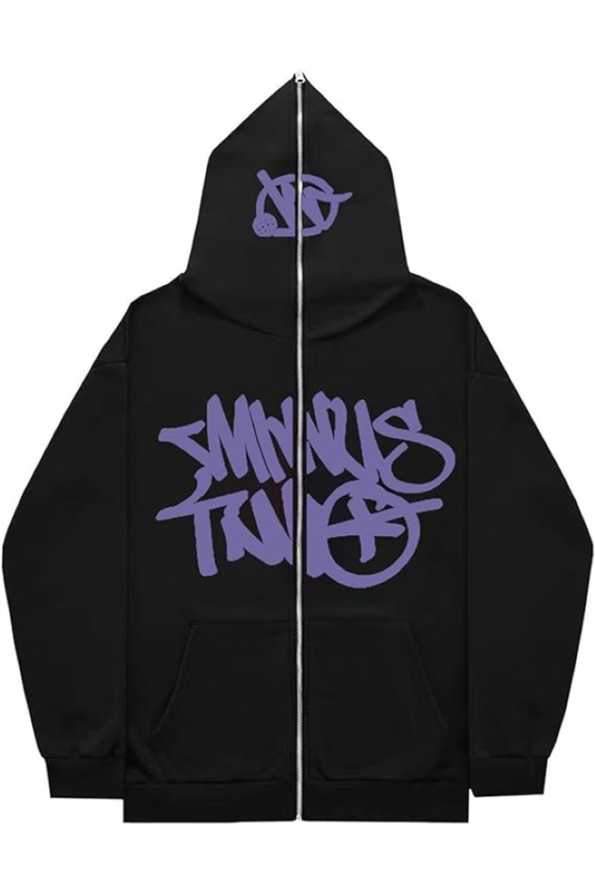Grunge Tam Fermuar Y2k Kapşonlu Üst — بنفش TYC23FLGXN170536038350478