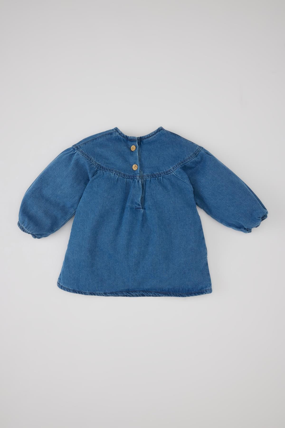 Kız Bebek Uzun Kollu Jean Elbise B8176a524sp