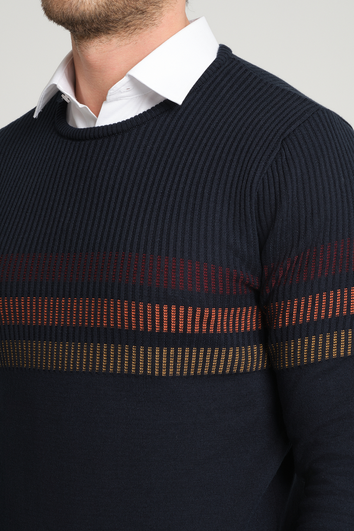 بافت و پلیور مردانه آبی سرمه ای ALEXANDERGARDI | E23-6711 اورجینال - تصویر 4