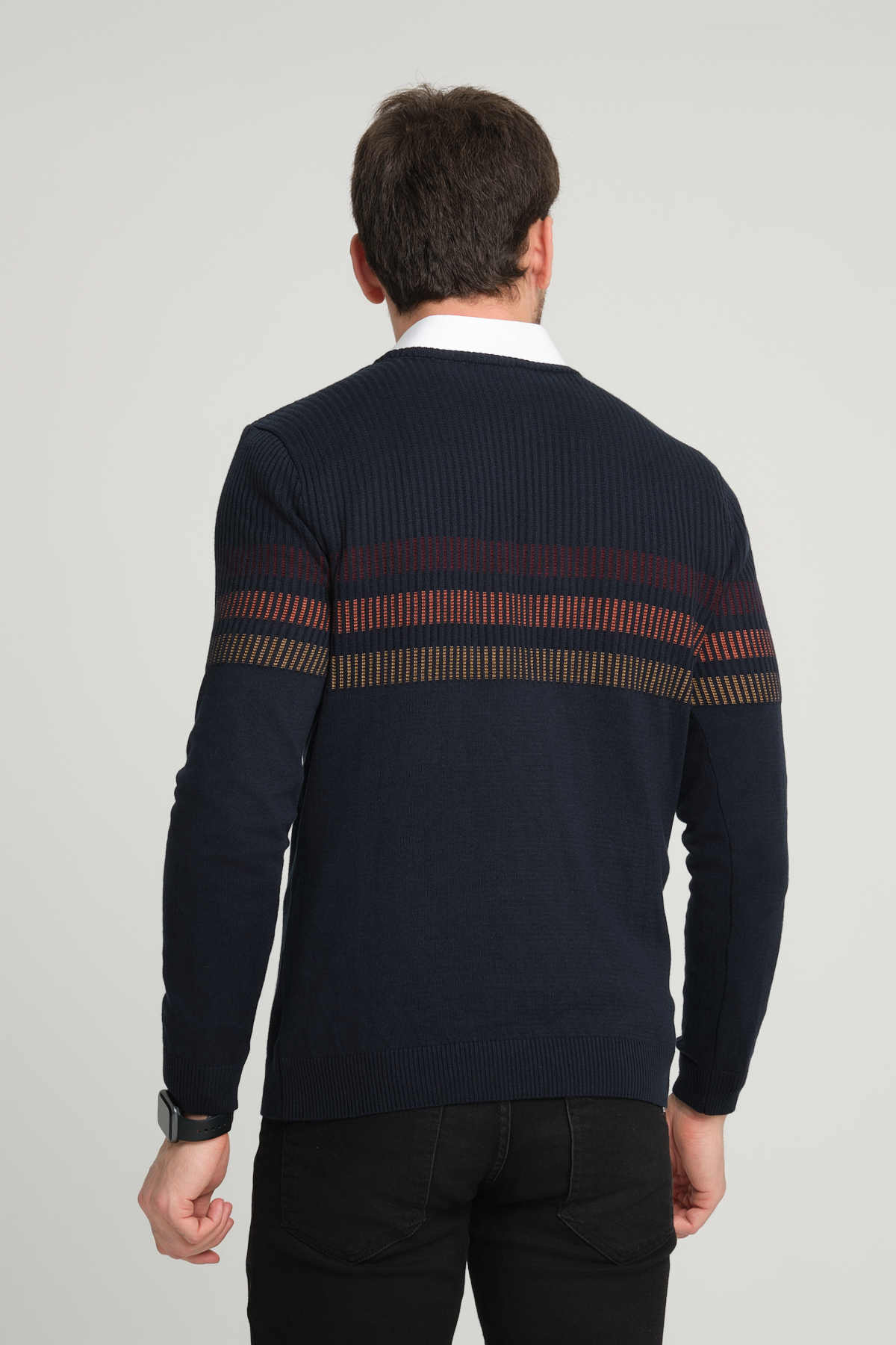 بافت و پلیور مردانه آبی سرمه ای ALEXANDERGARDI | E23-6711 اورجینال - تصویر 5