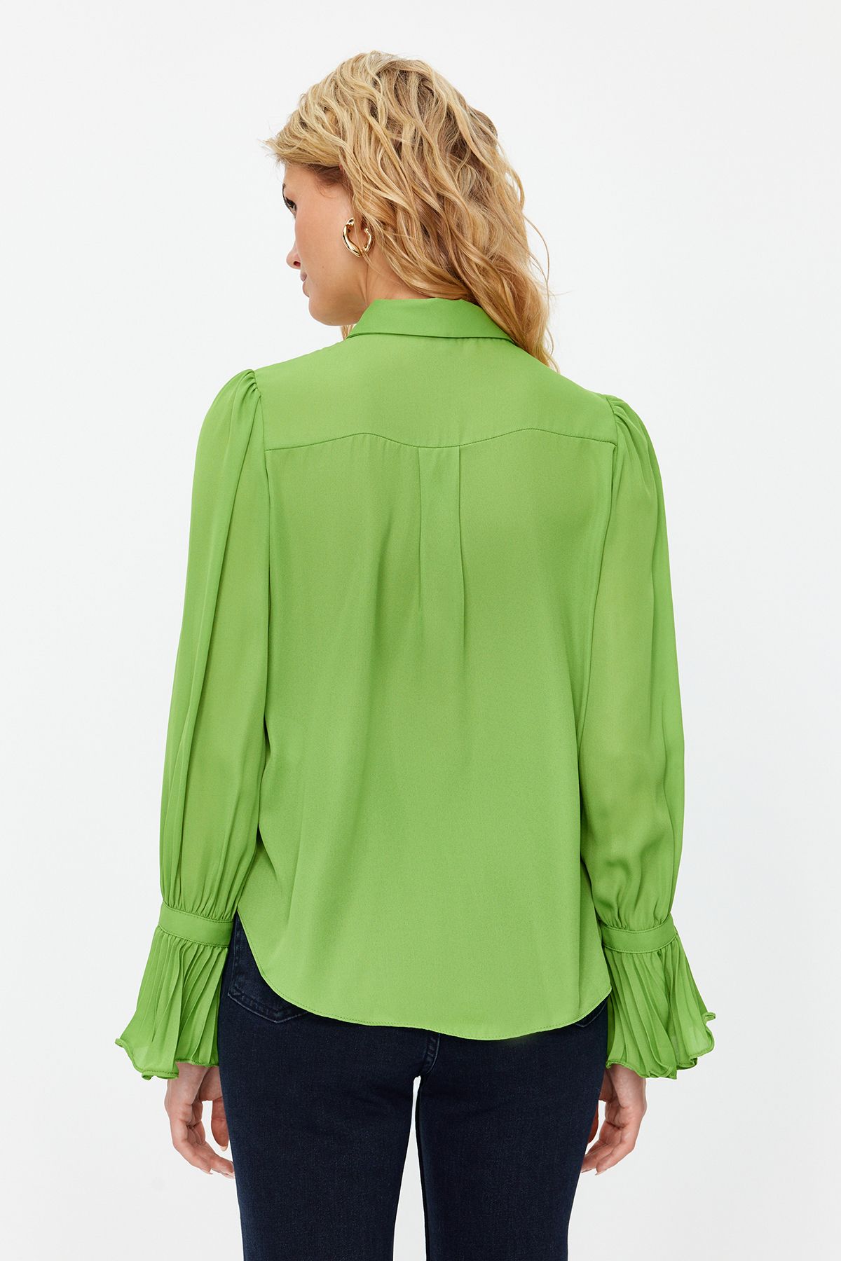 Trendyol Collection-Khaki szőtt ing spanyol ujjú részletekkel - normál szabású TWOAW22GO0487 5