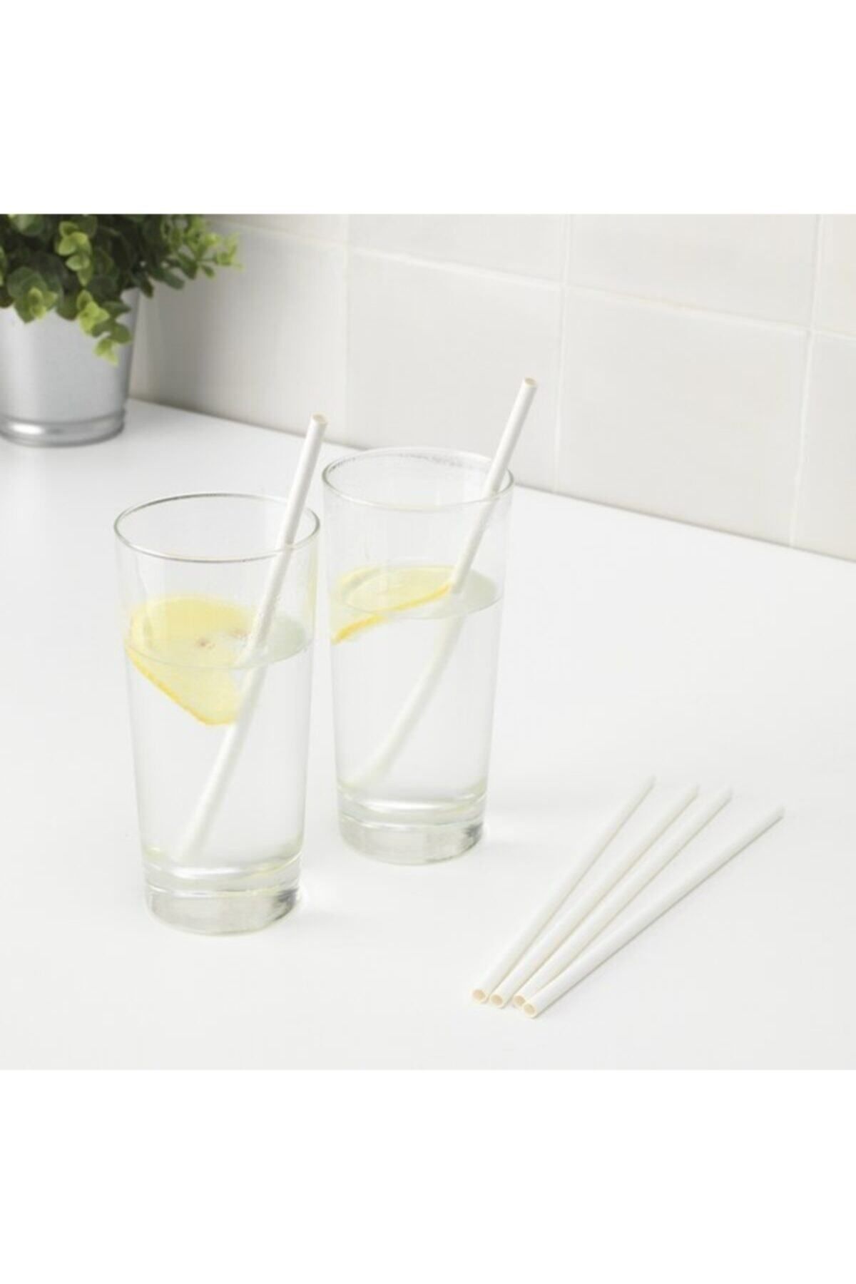 IKEA-100 White Paper Straws - 100 Pieces Paper Straws Förnyande Paper Straws, White 1