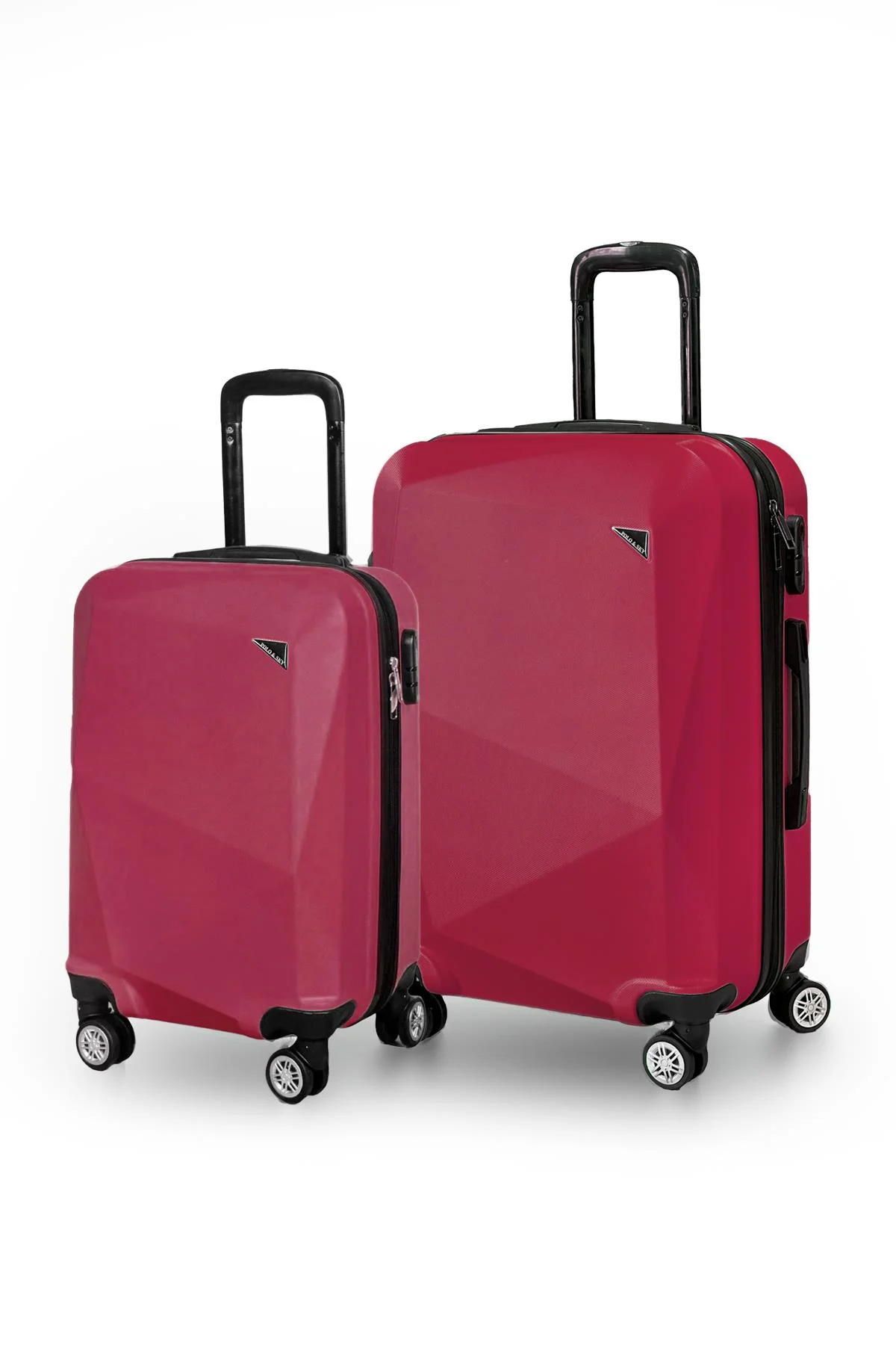 POLO&SKY Elmas Model Vişne Çürüğü Renk 2'li Valiz Seti (kabin+orta)