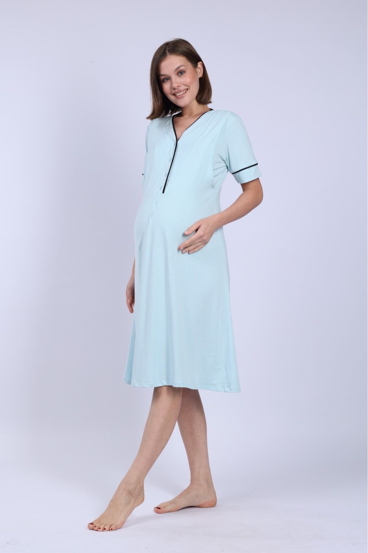Semm Mix Set Cămașă De Noapte Lohusa Cu Bără Femeie - 2XL