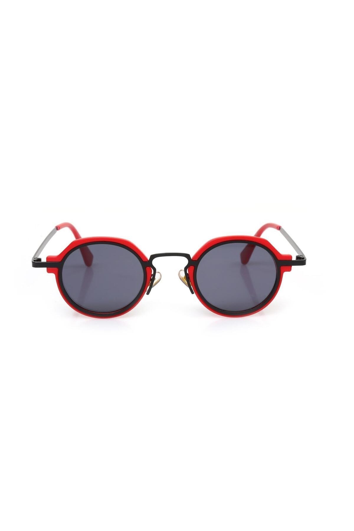 Uv400 Women's Hexagon Sunglasses in Red Visor with Protection