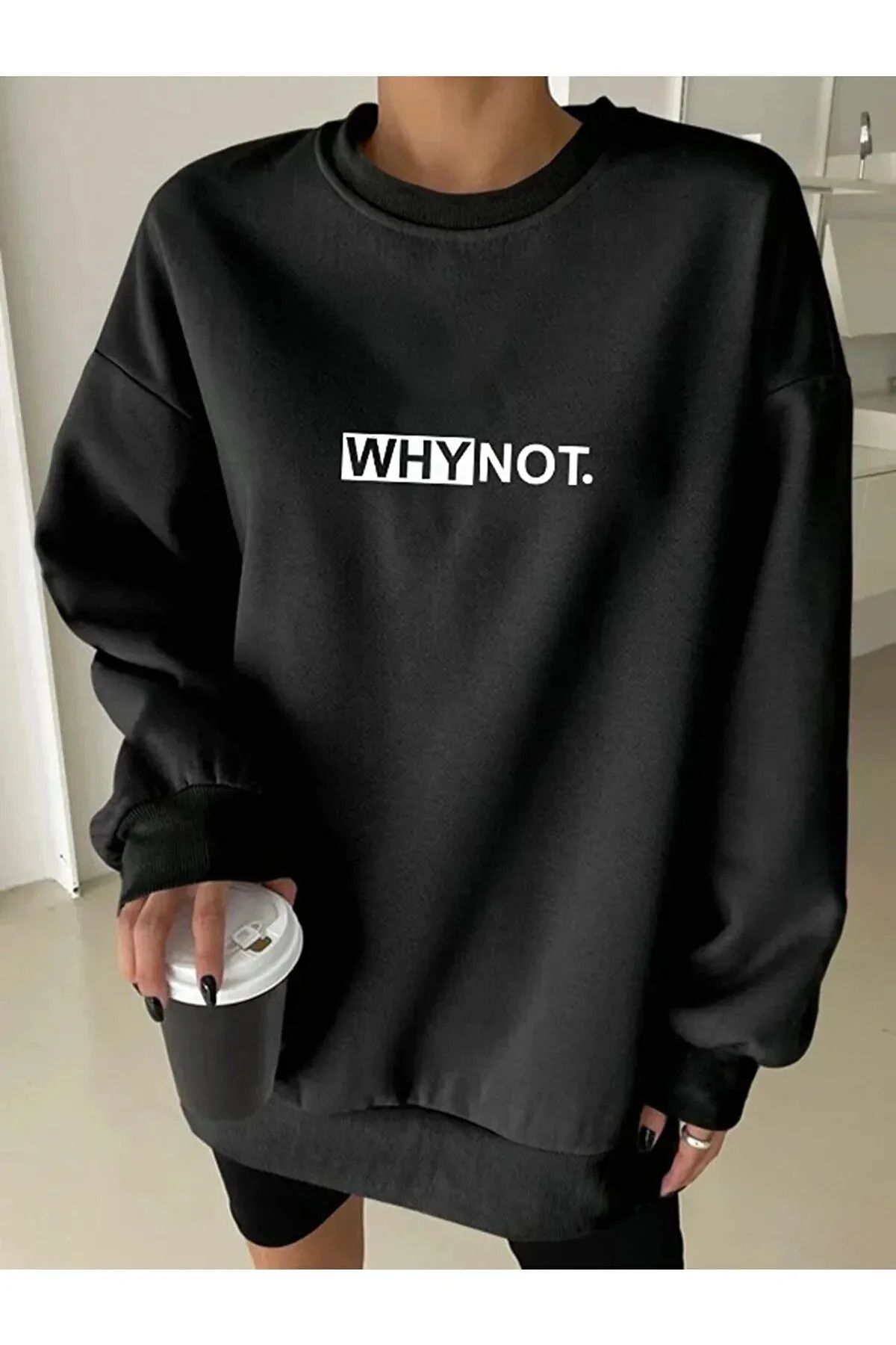 Baskılı Unisex Bisiklet Yaka Sweatshirt