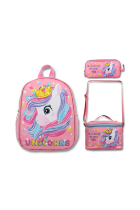 Famebag Ümit Çanta Renkli Unicorn Anaokulu Çantası - Beslenme Ve Kalem Çantas...