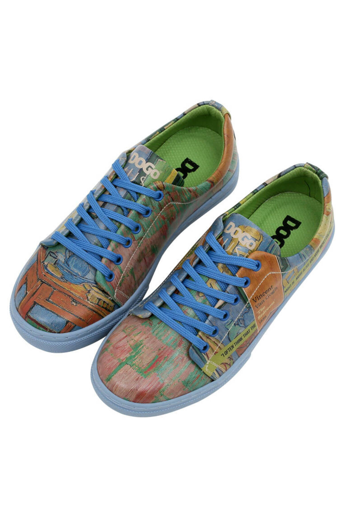 Women's Vegan Leather Multicolored Sneakers - Vincent Van Gogh The Bedroom Muse Design