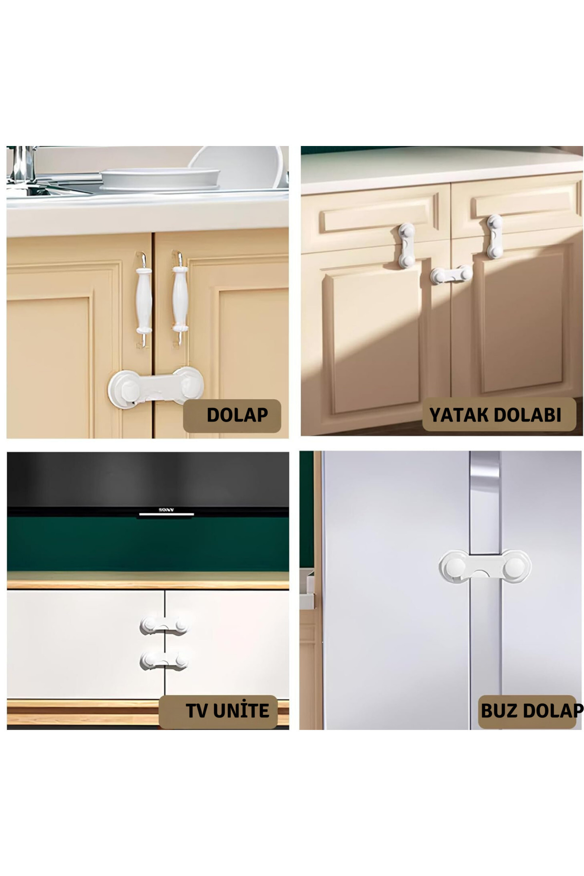 Miningaa 8 Adet Çok Amaçlı Çift Kapaklı Dolap Için Çocuk Bebek Güvenlik Set Emniyet Mandallı Koruma Kilit fotoğrafı 2 (önizleme)