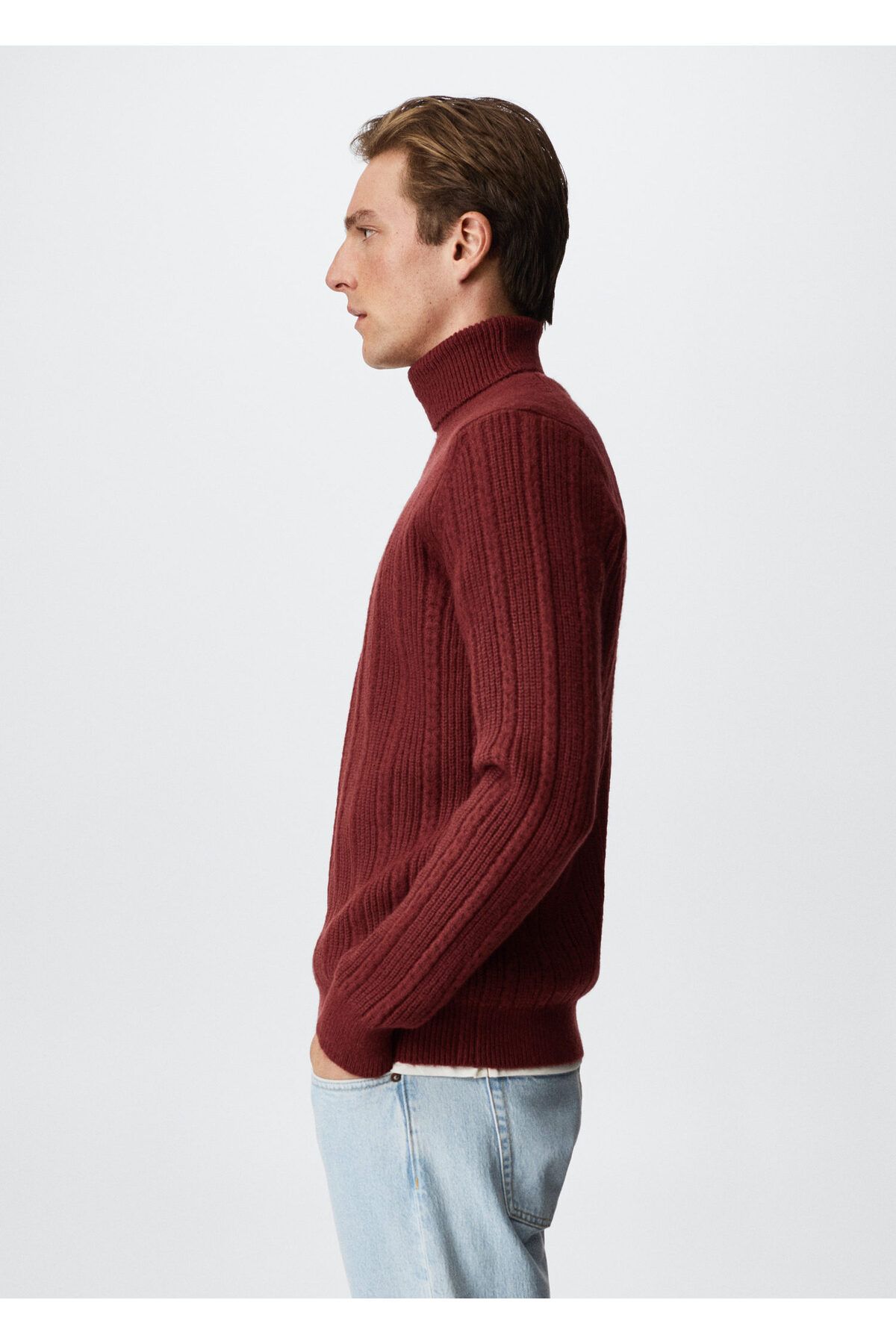 MANGO Man-Claret Red pánsky sveter pre dospelých37007715 6